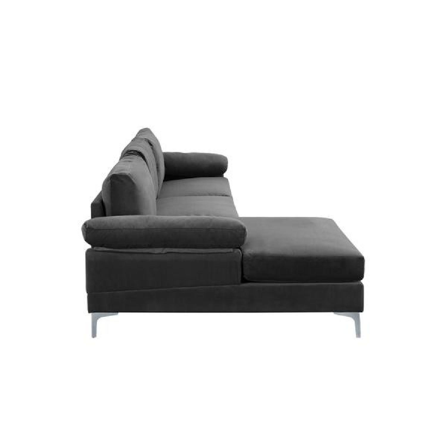 Grey Velvet Apartment Sectional Sofa - image-2
