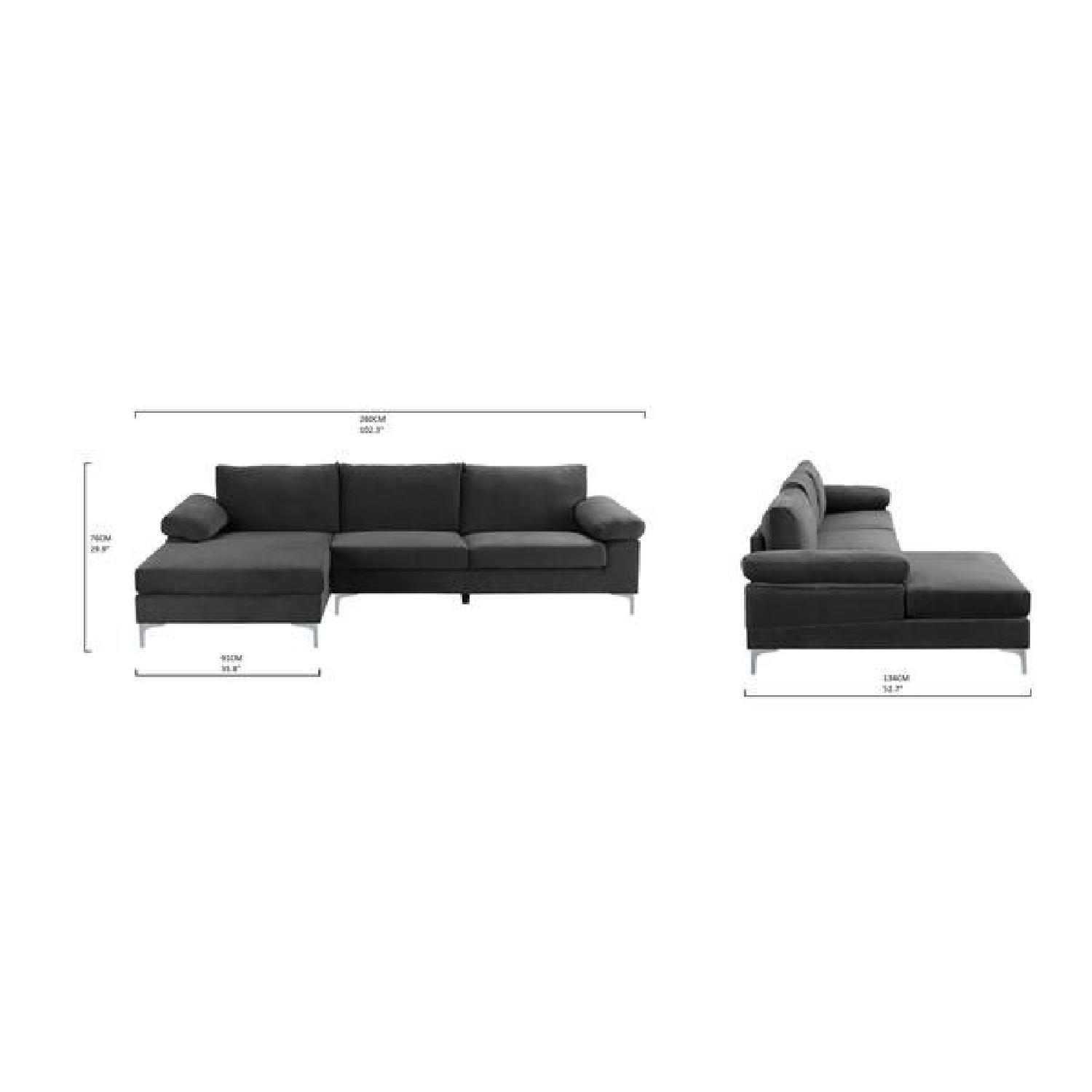 Grey Velvet Apartment Sectional Sofa - image-4