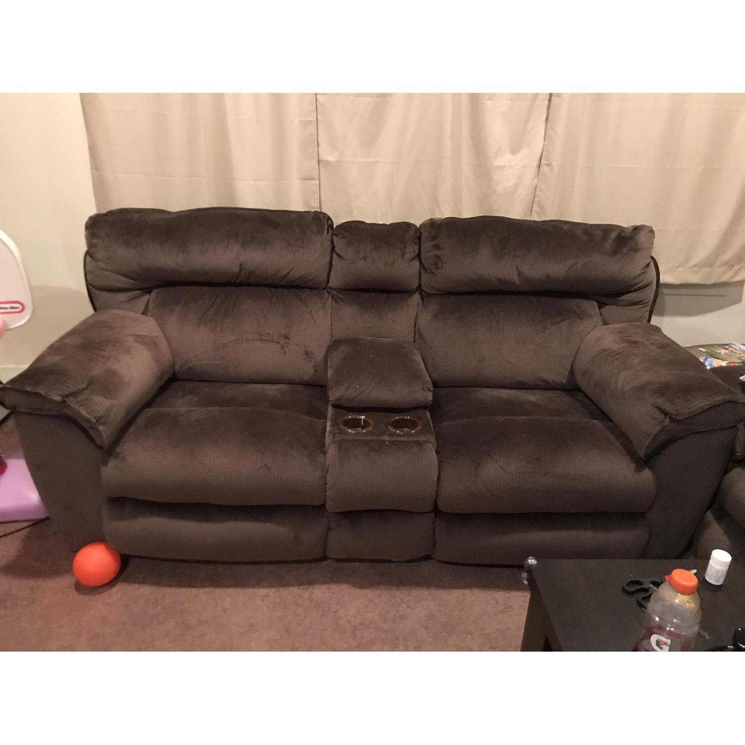 Bob's Brava Power Reclining Console Loveseat AptDeco