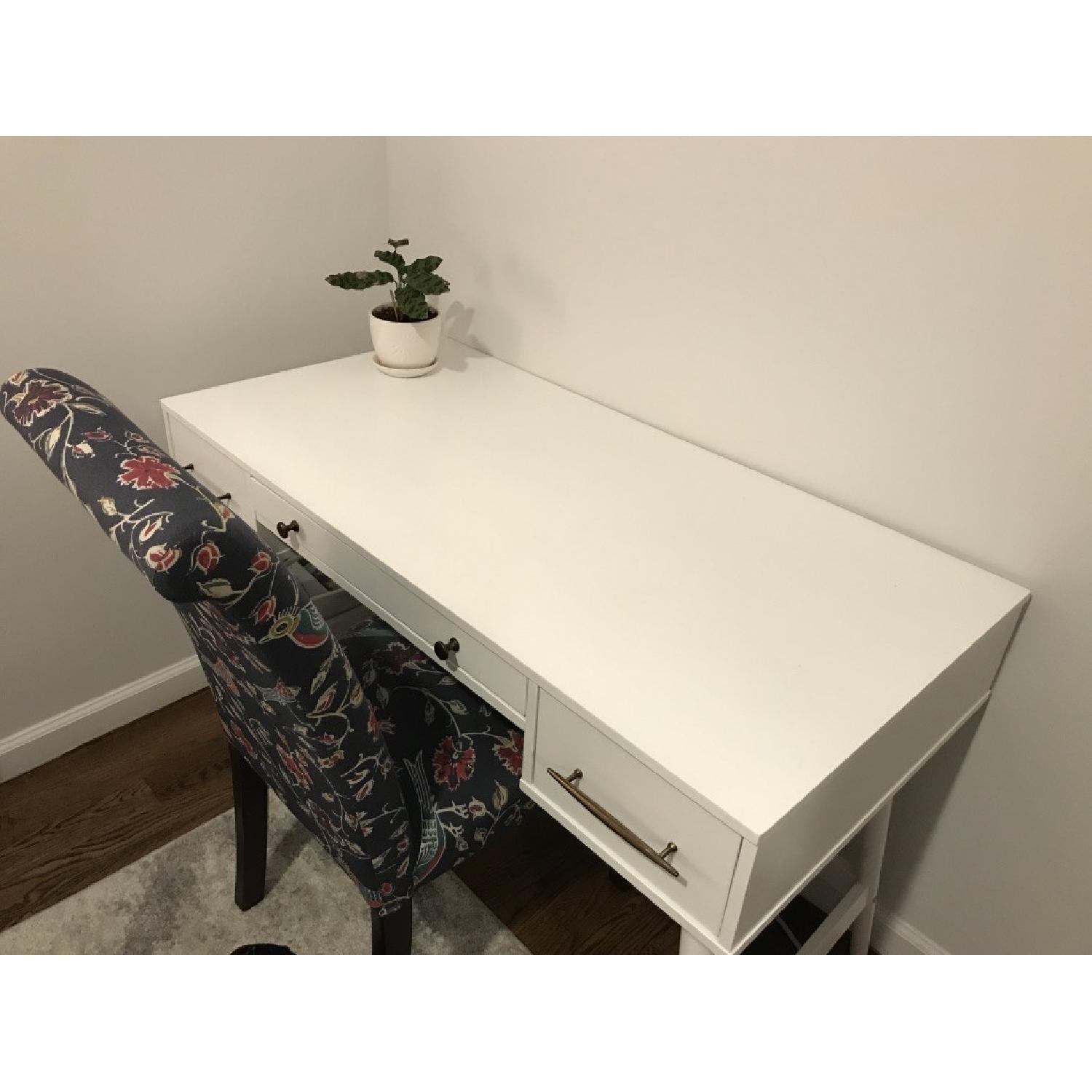 White Wood Desk w/ 3 Drawers - image-3