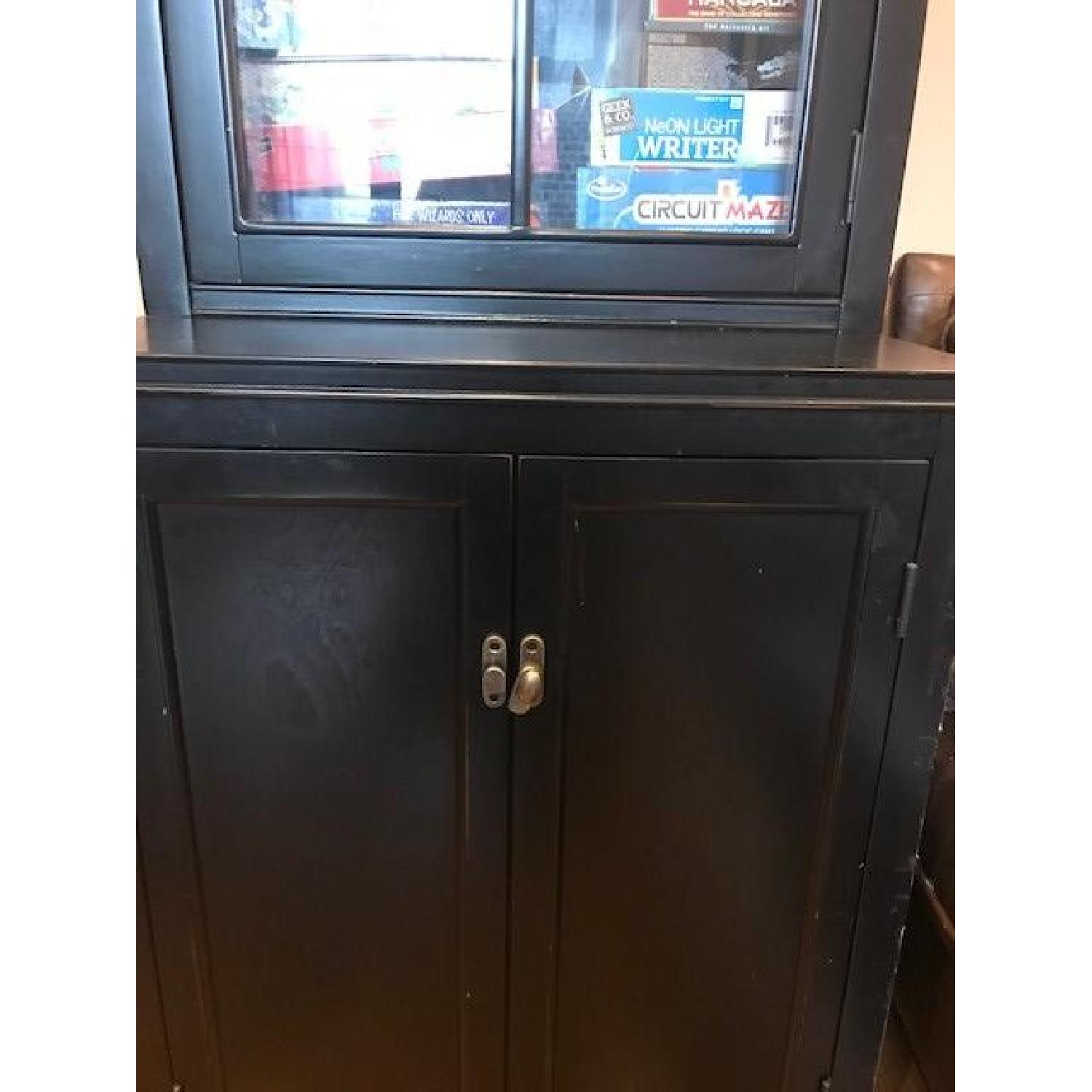 Pottery Barn Logan Single Bookcase w/ Glass Doors in Black - image-3