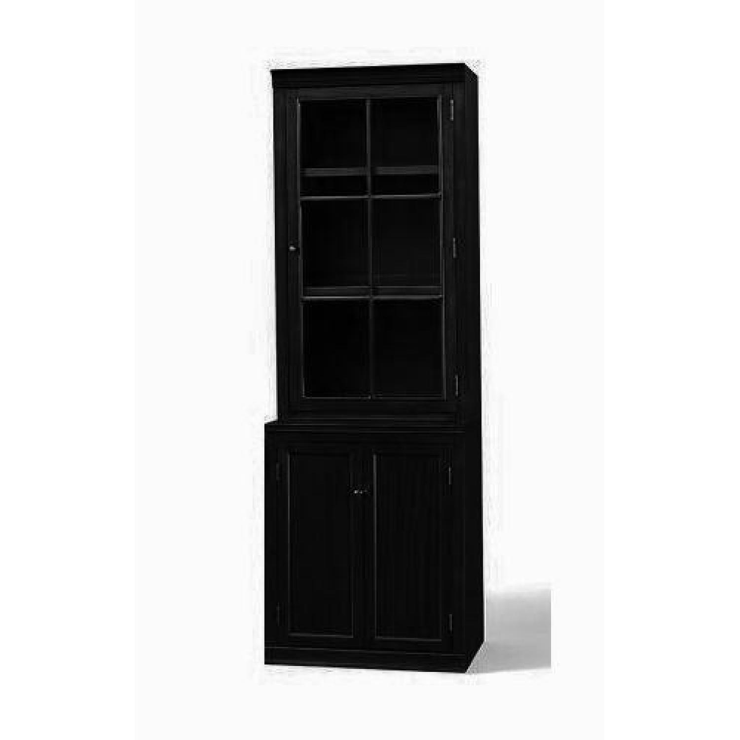 Pottery Barn Logan Single Bookcase w/ Glass Doors in Black - image-0