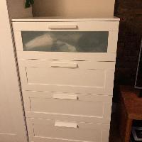 Ikea Brimnes White Frosted Glass 4 Drawer Dresser Aptdeco