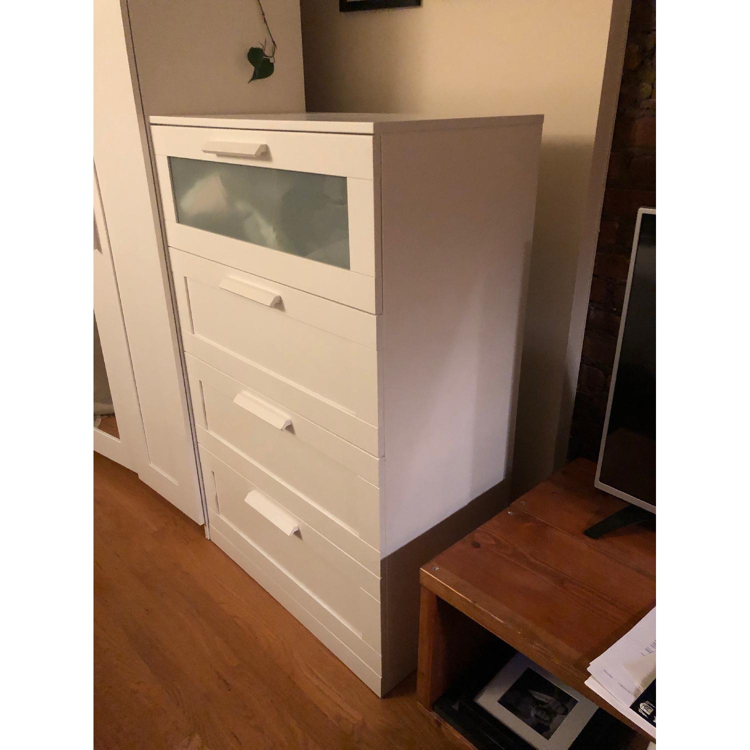 Ikea Brimnes White Frosted Glass 4 Drawer Dresser Aptdeco