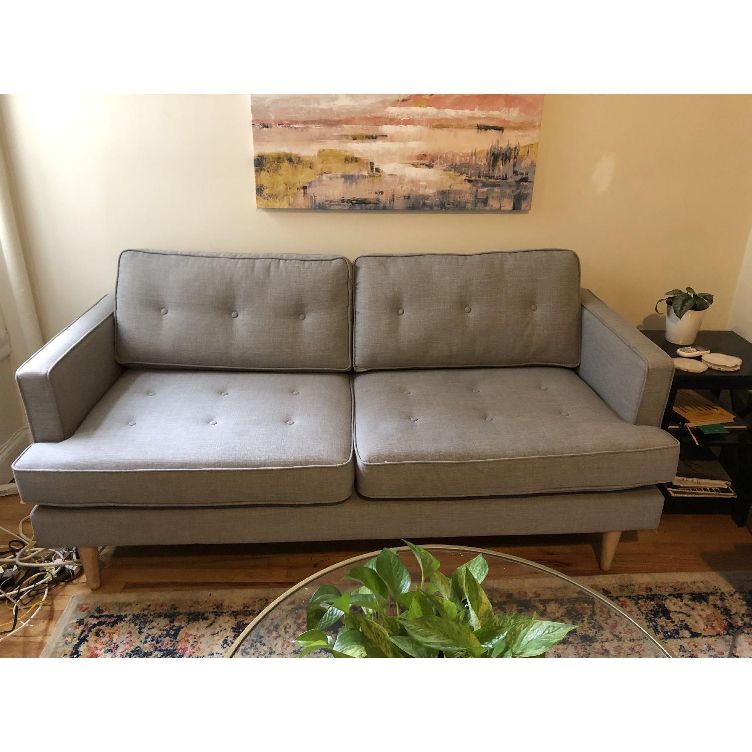 World Market Light Gray Woven Sofa - image-1