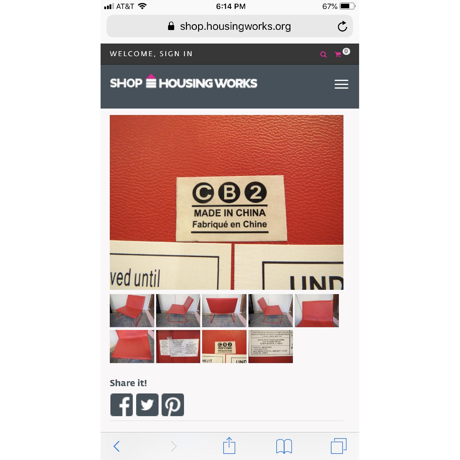 CB2 Triumph Leather Chair in Red - image-5