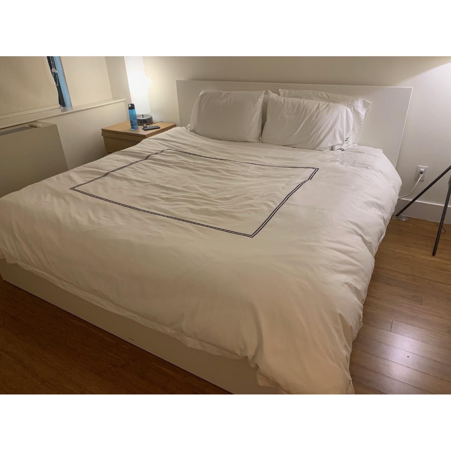 Ikea Malm White High Bed Frame w/ Lonset - image-1