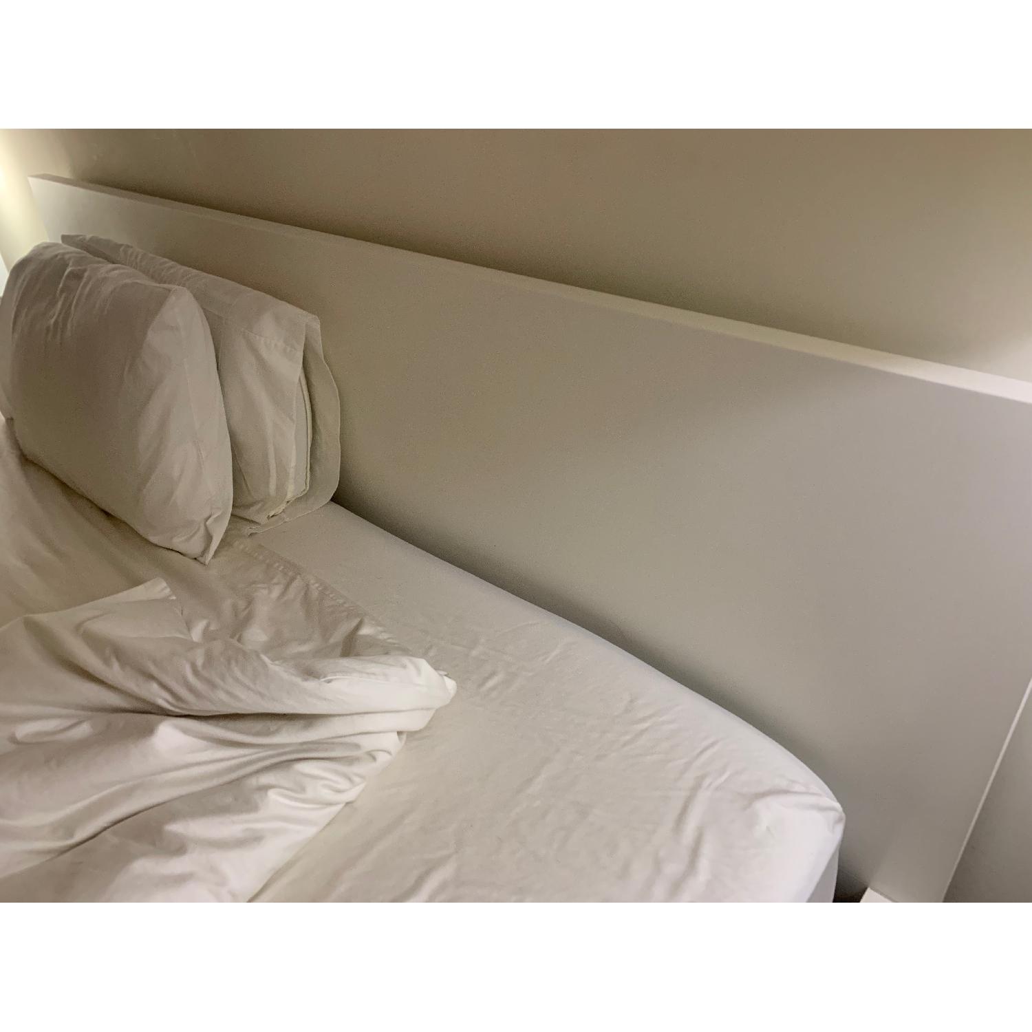 Ikea Malm White High Bed Frame w/ Lonset - image-2