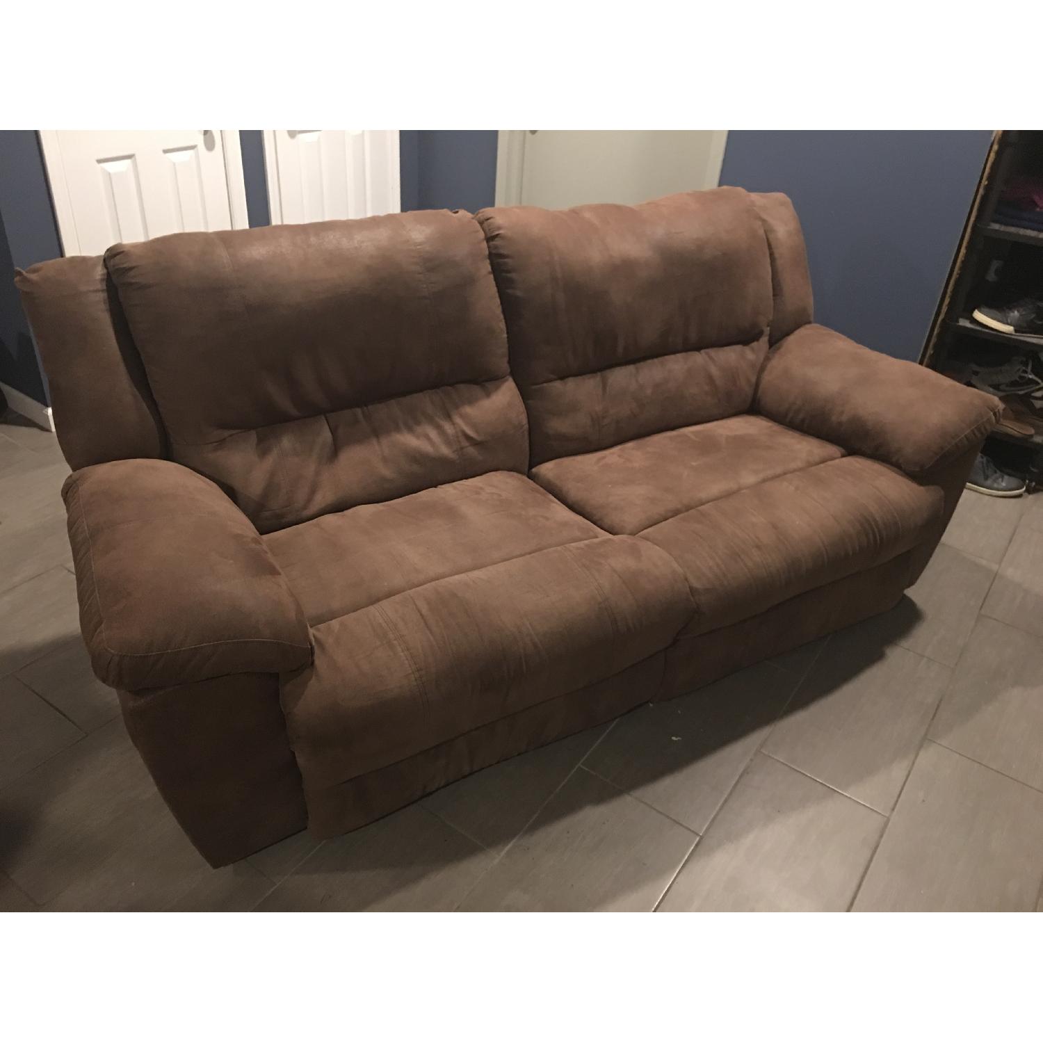 Simmons Upholstery Phoenix Mocha Double Recliner Sofa - image-1