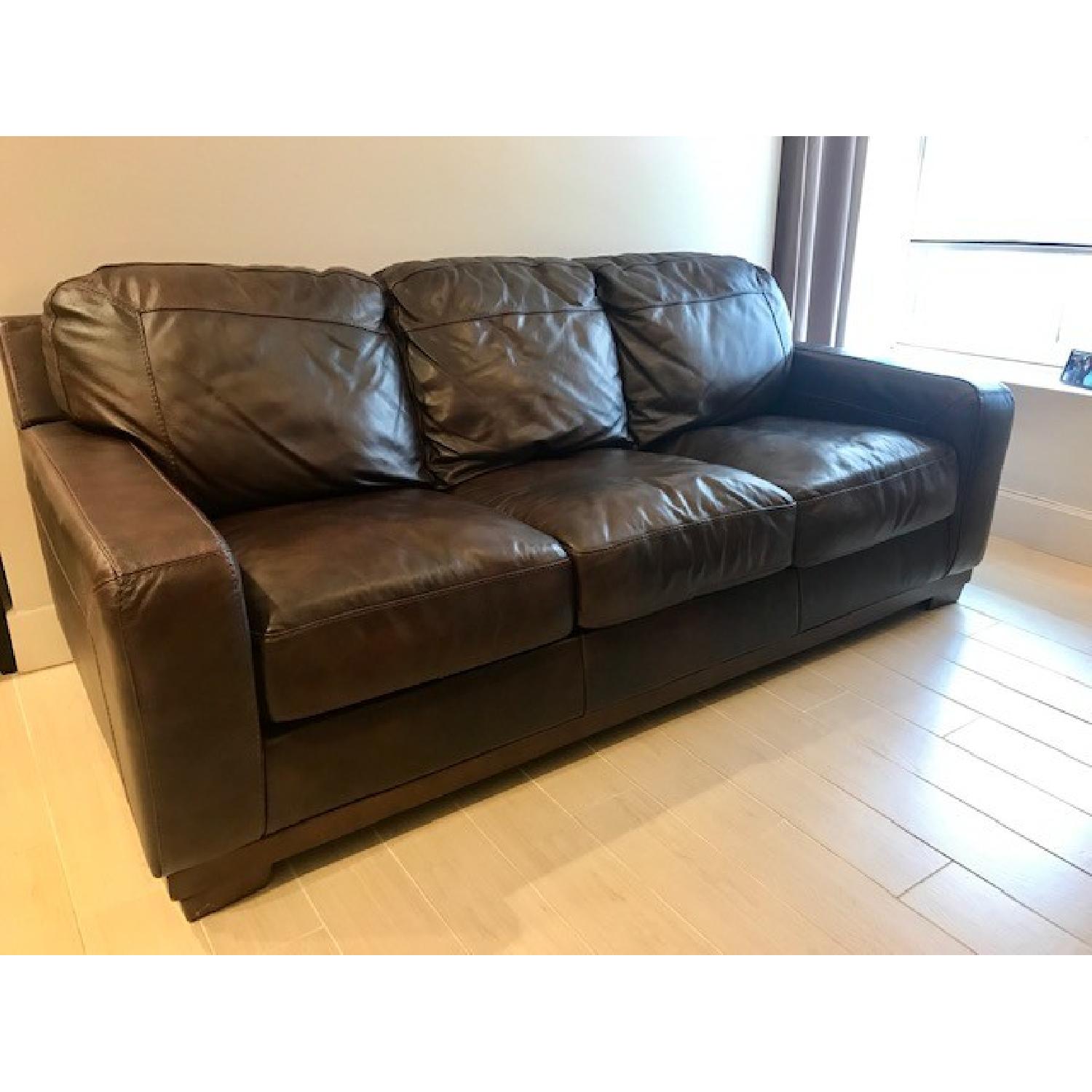 Ashley Chocolate Leather 3-Seater Sofa - image-2