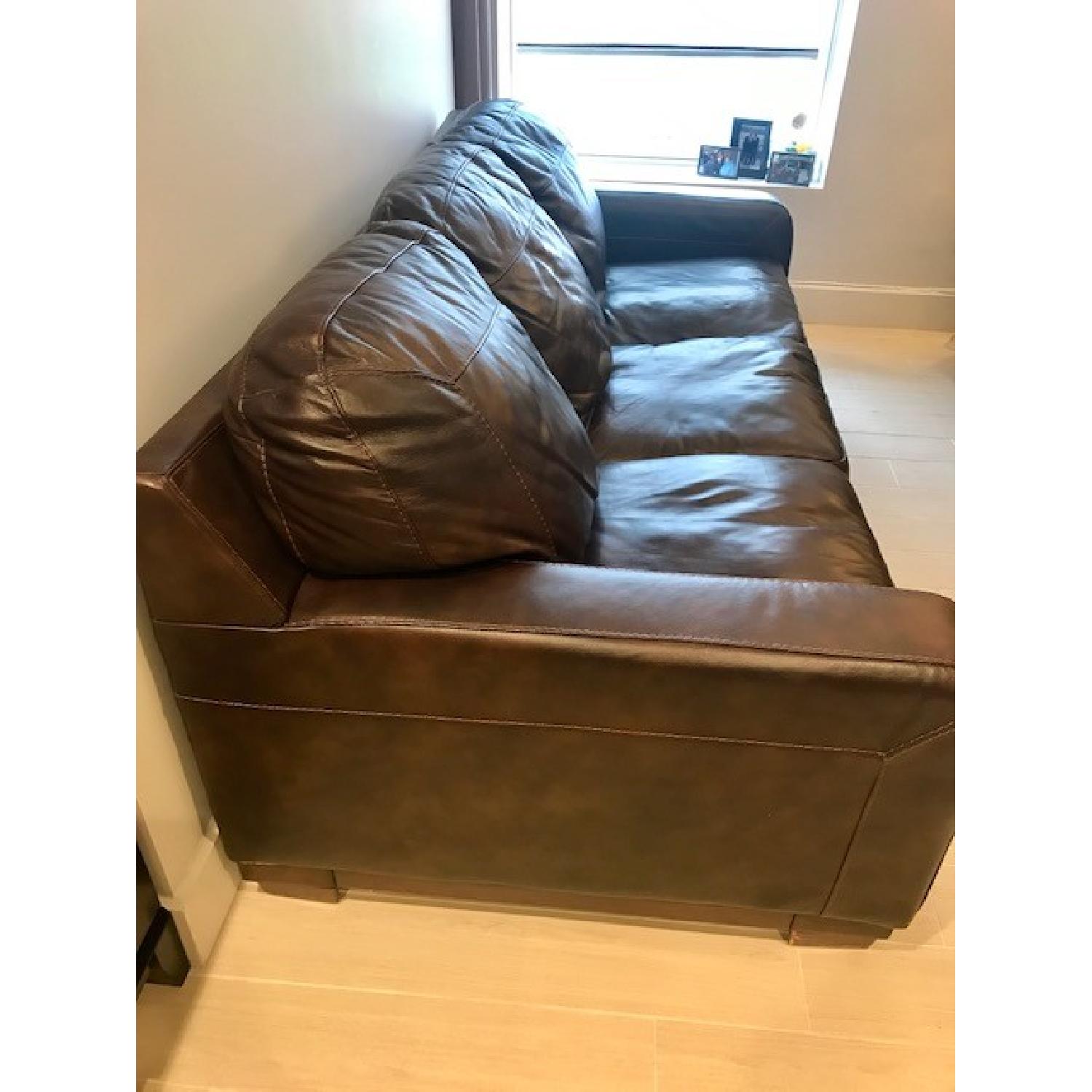 Ashley Chocolate Leather 3-Seater Sofa - image-3