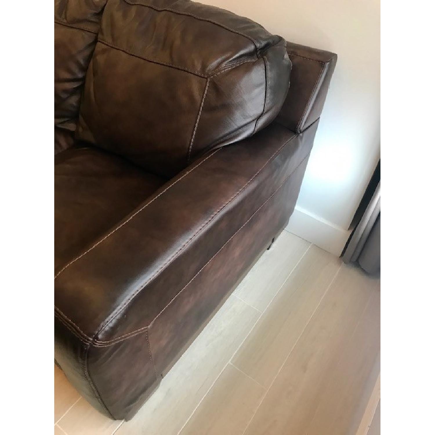 Ashley Chocolate Leather 3-Seater Sofa - image-4