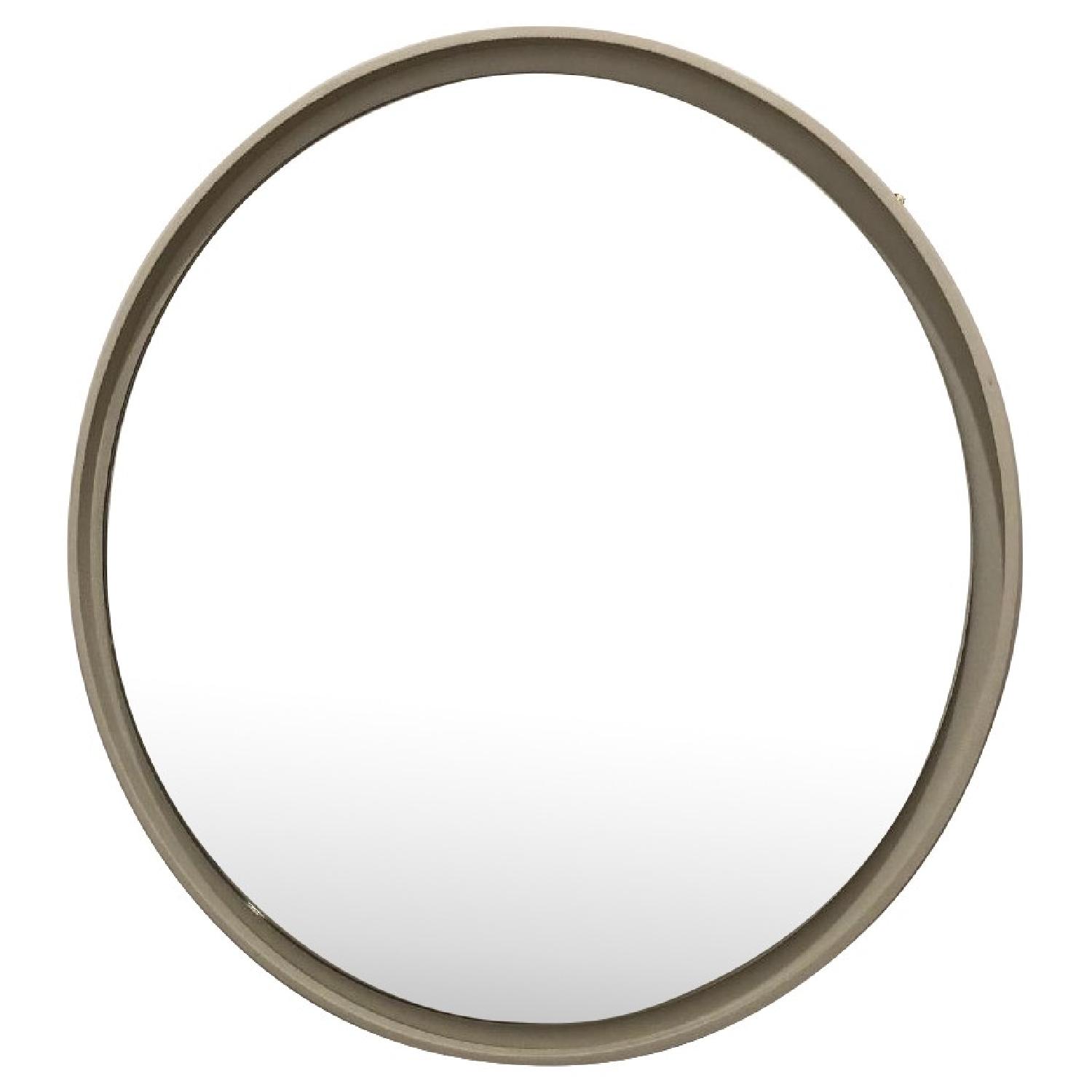 West Elm White Round Floating Mirror AptDeco