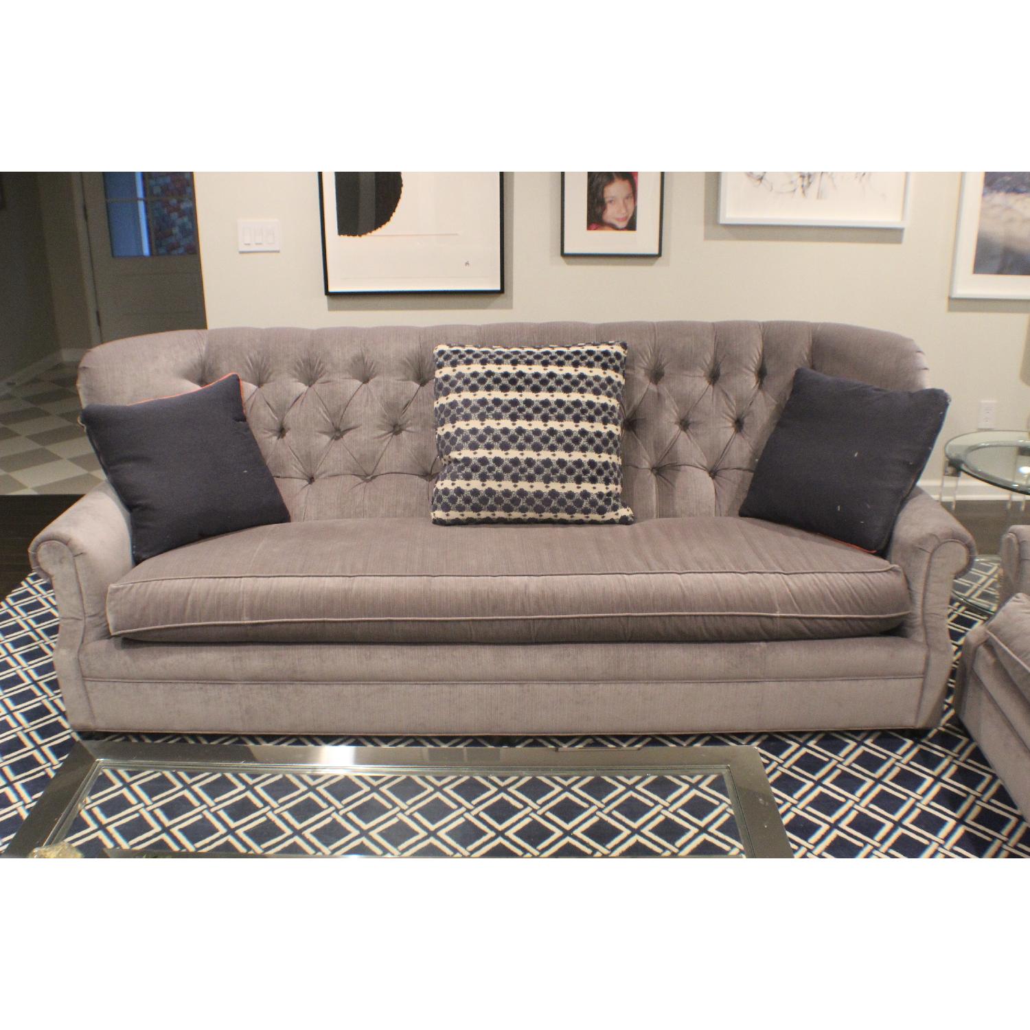 CR Laine Velvet Chesterfield Sofa - image-1