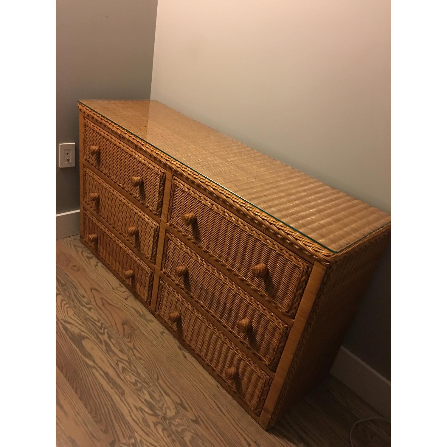 Wicker Warehouse Traditional 6 Drawer Dresser w/ Glass Top - image-2