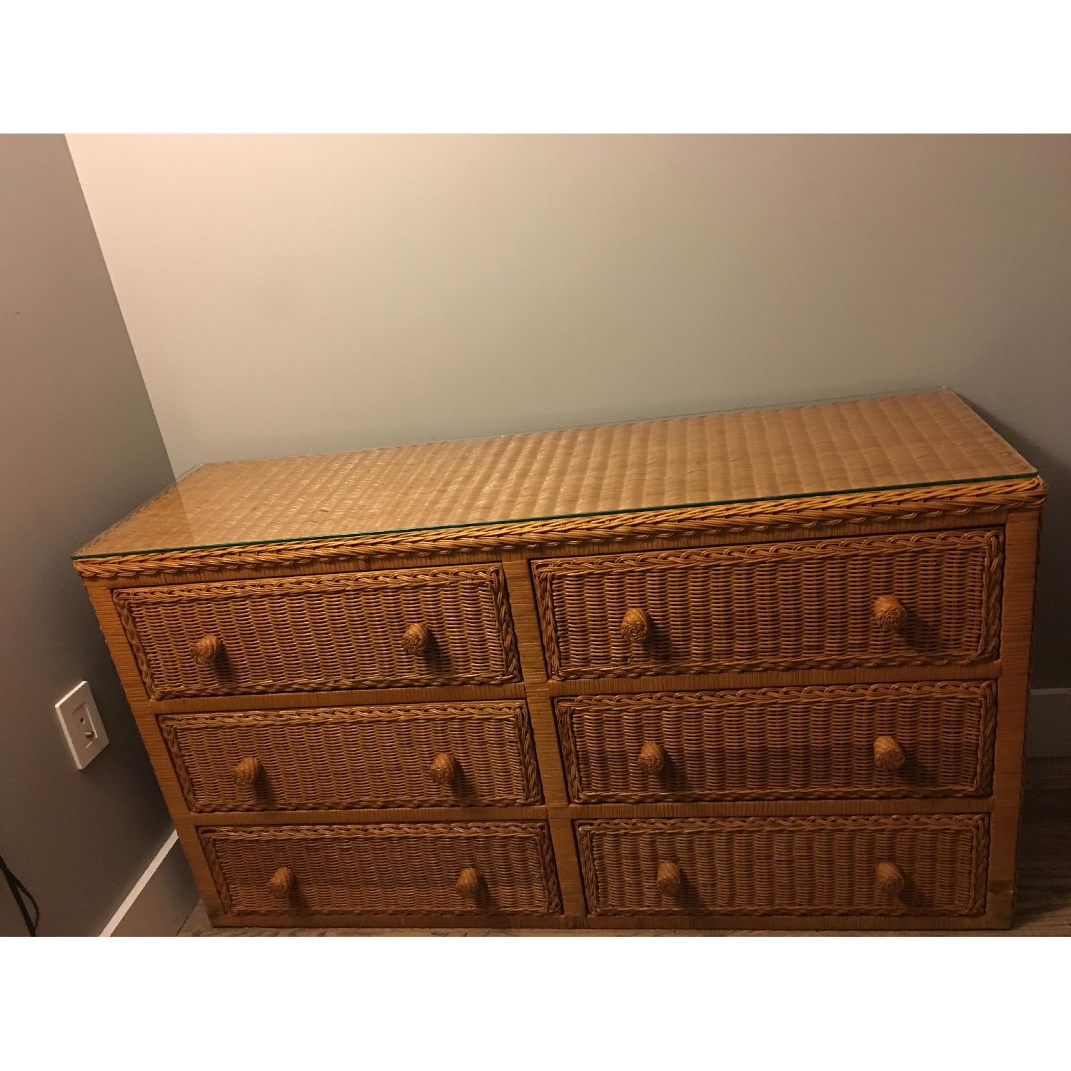 Wicker Warehouse Traditional 6 Drawer Dresser w/ Glass Top - image-3