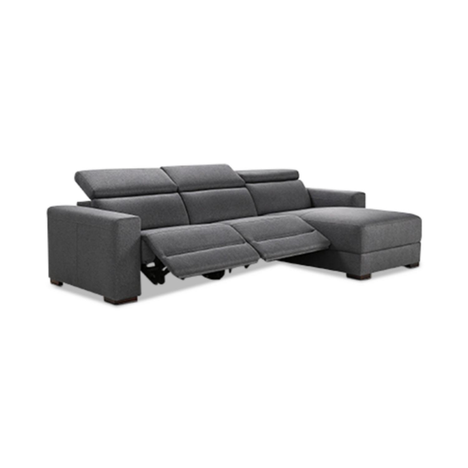 Macy's Grey Fabric Reclining Sectional Sofa w/ Chaise AptDeco