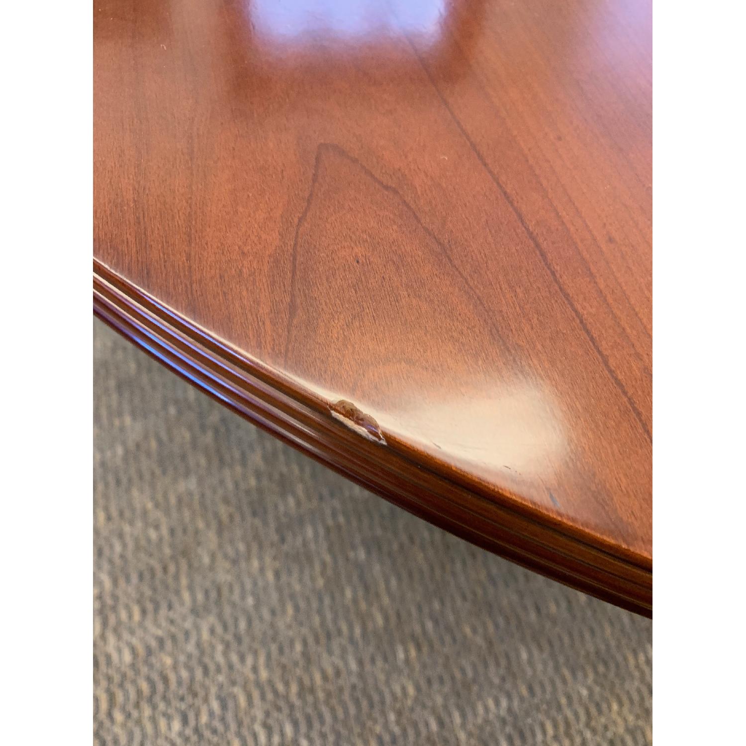 Round Cherry Finish Wood Table w/ Drum Base - image-4