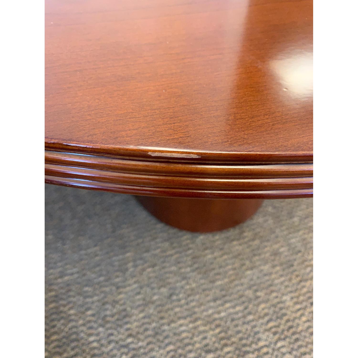 Round Cherry Finish Wood Table w/ Drum Base - image-5