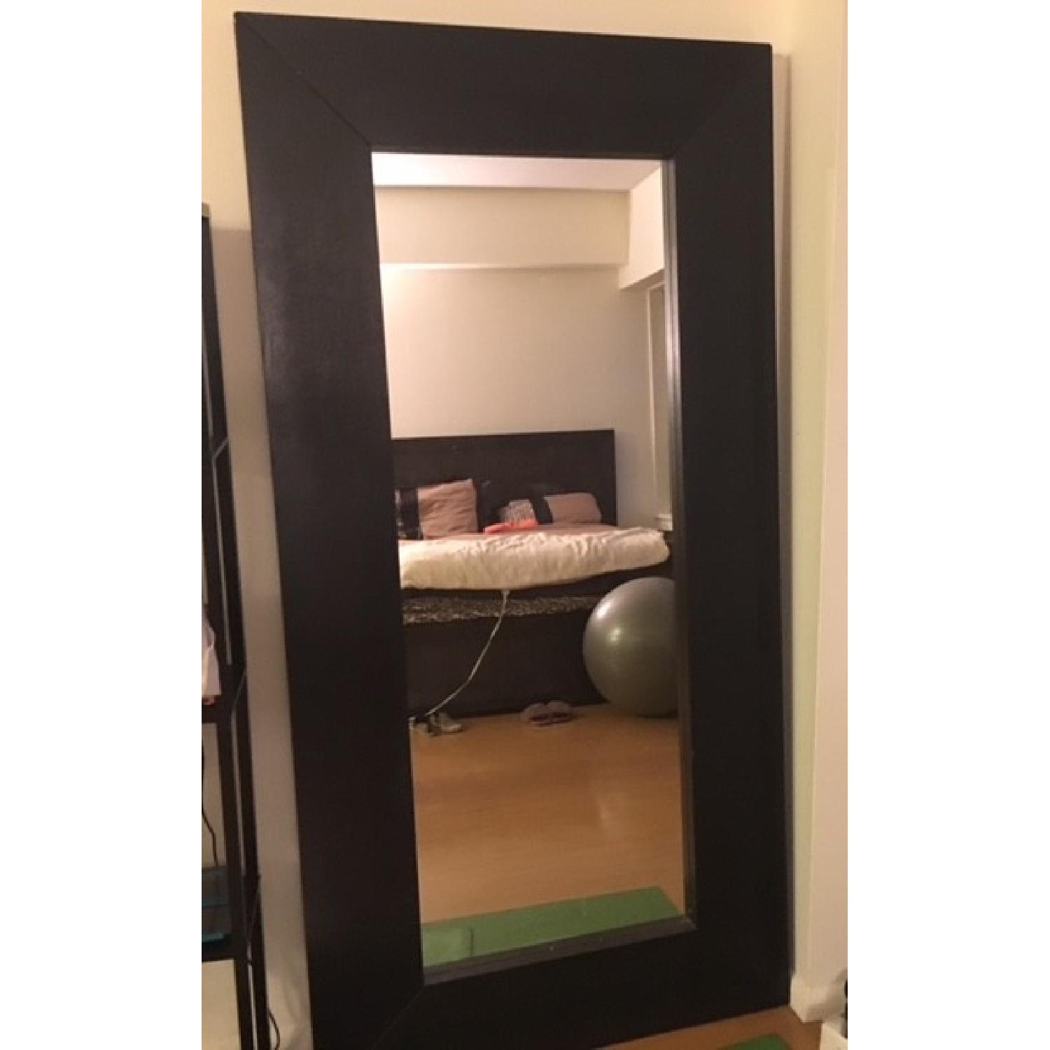 Contemporary Standing Floor Mirror in Black Finish Frame - image-1