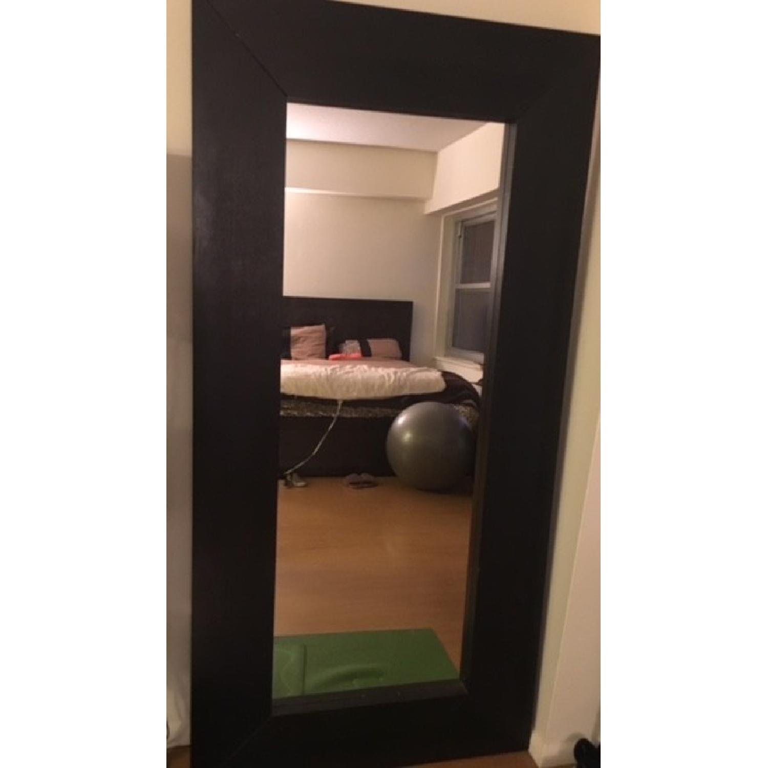 Contemporary Standing Floor Mirror in Black Finish Frame - image-2