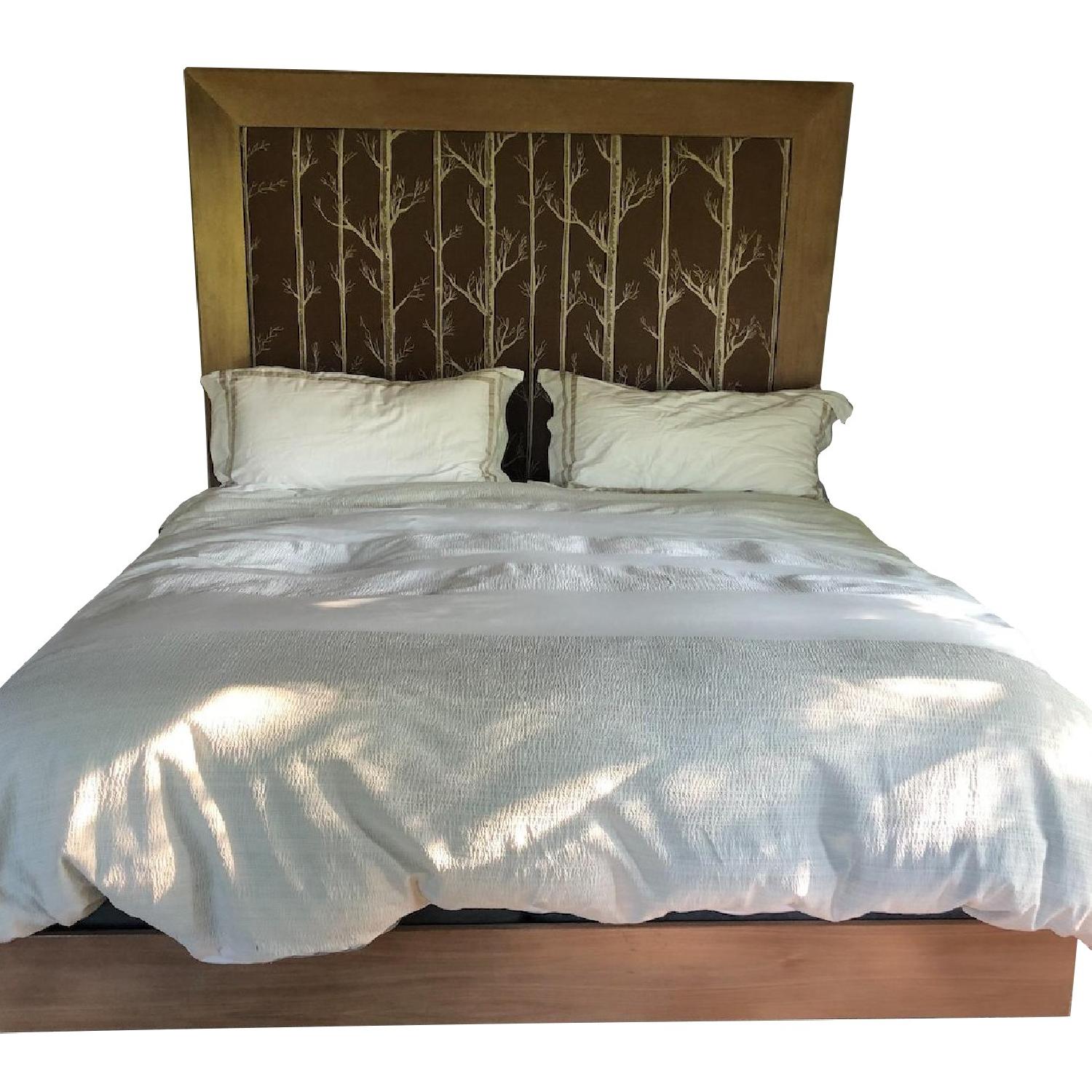 King Size Wood Bed Frame w/ Headboard - image-0