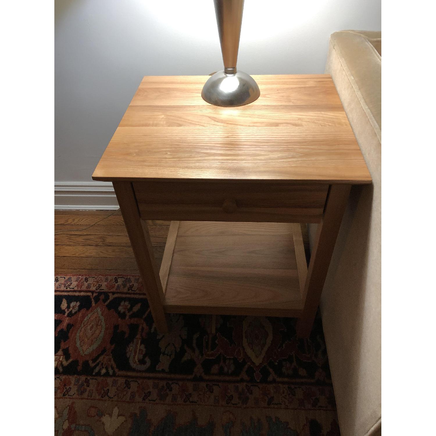 Natural Wood Side Table w/ Drawer AptDeco
