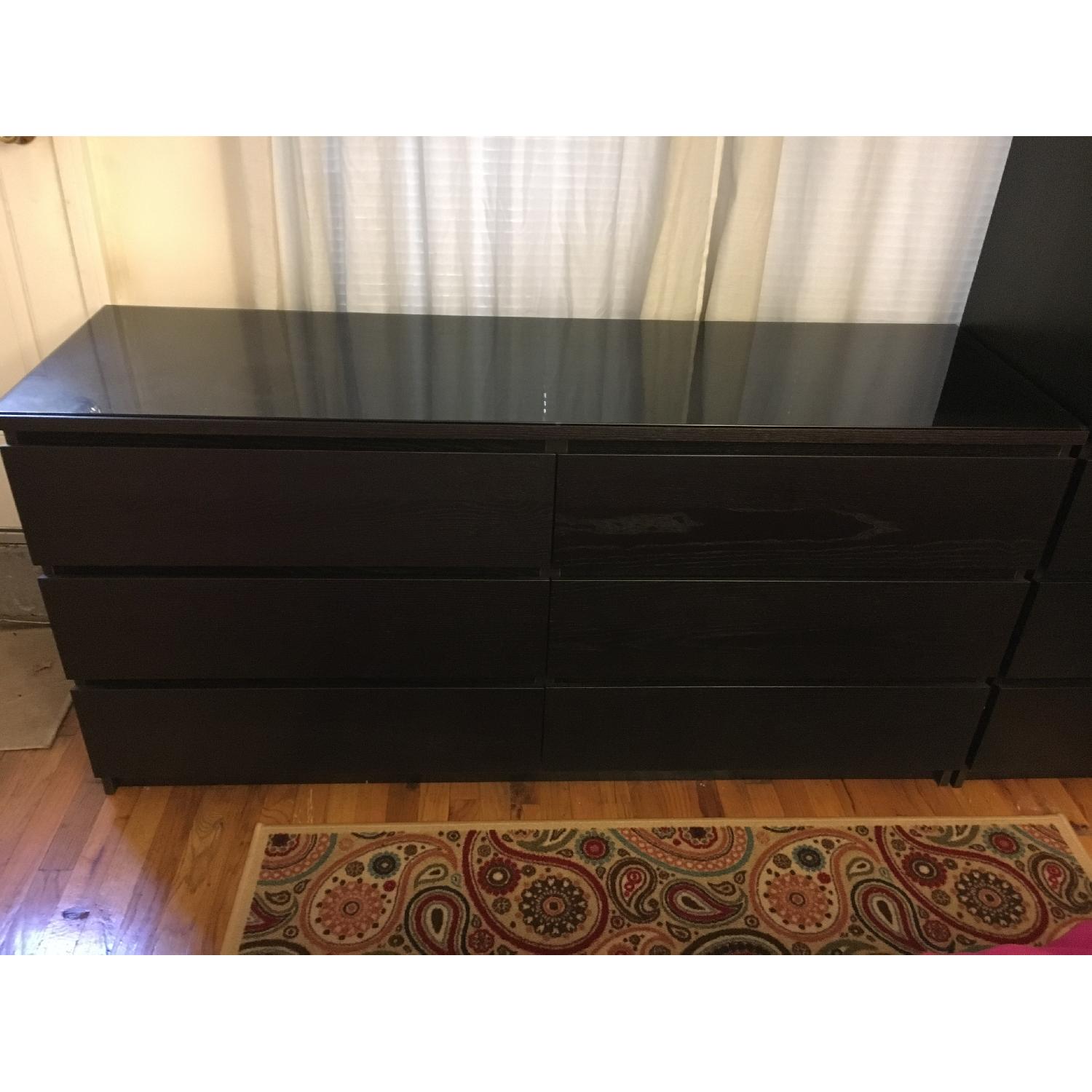 Ikea 6-Drawer Dresser w/ Glass Top - image-1