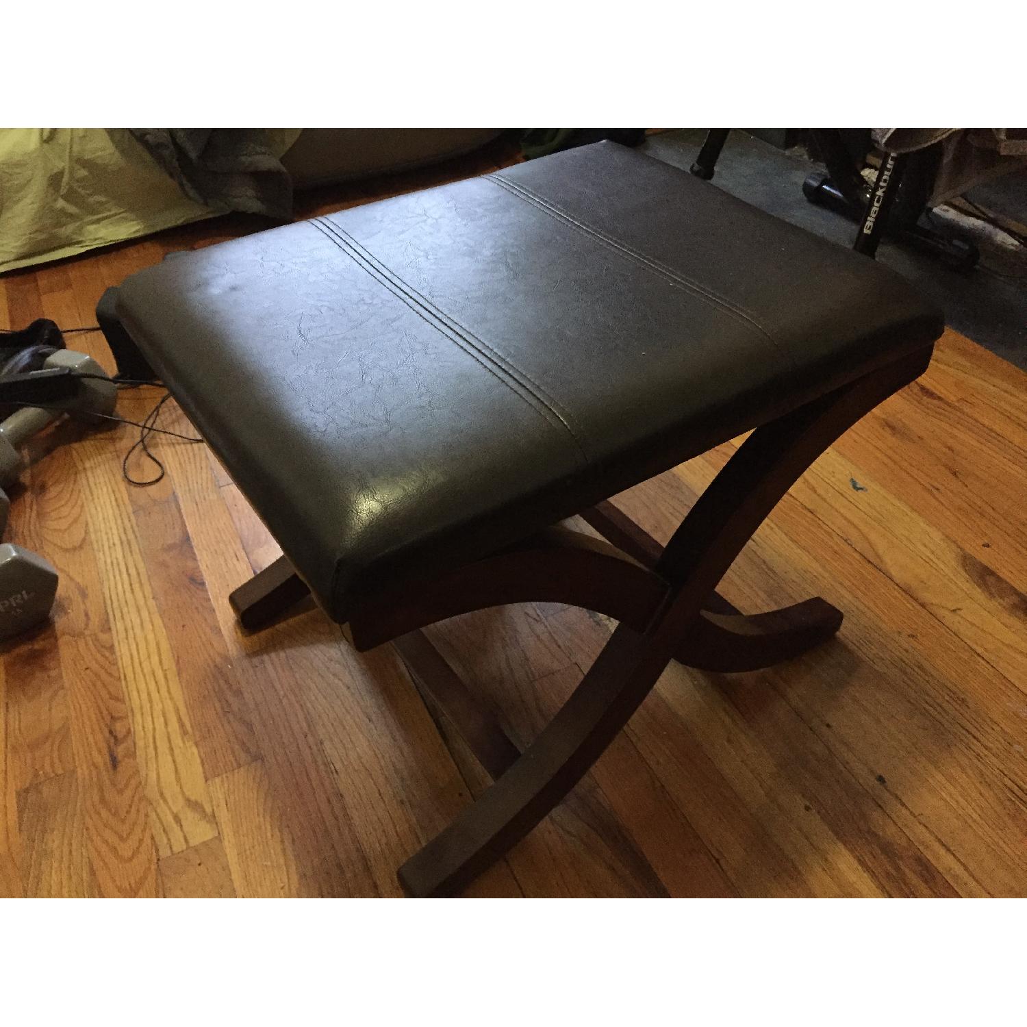 Ikea Dark Brown Faux Leather Couch & Ottoman - image-2