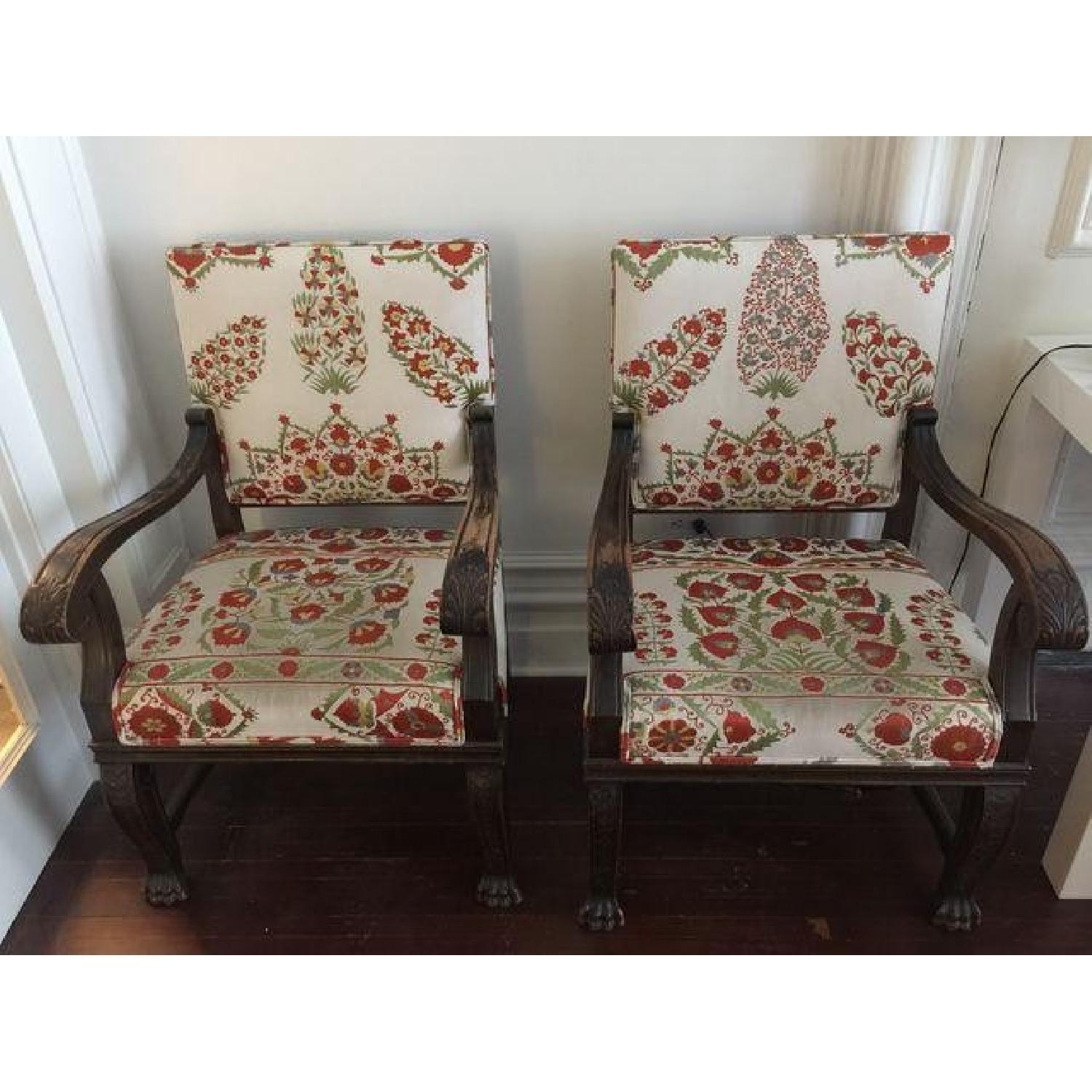 Antique Suzani Fabric Armchairs - image-2