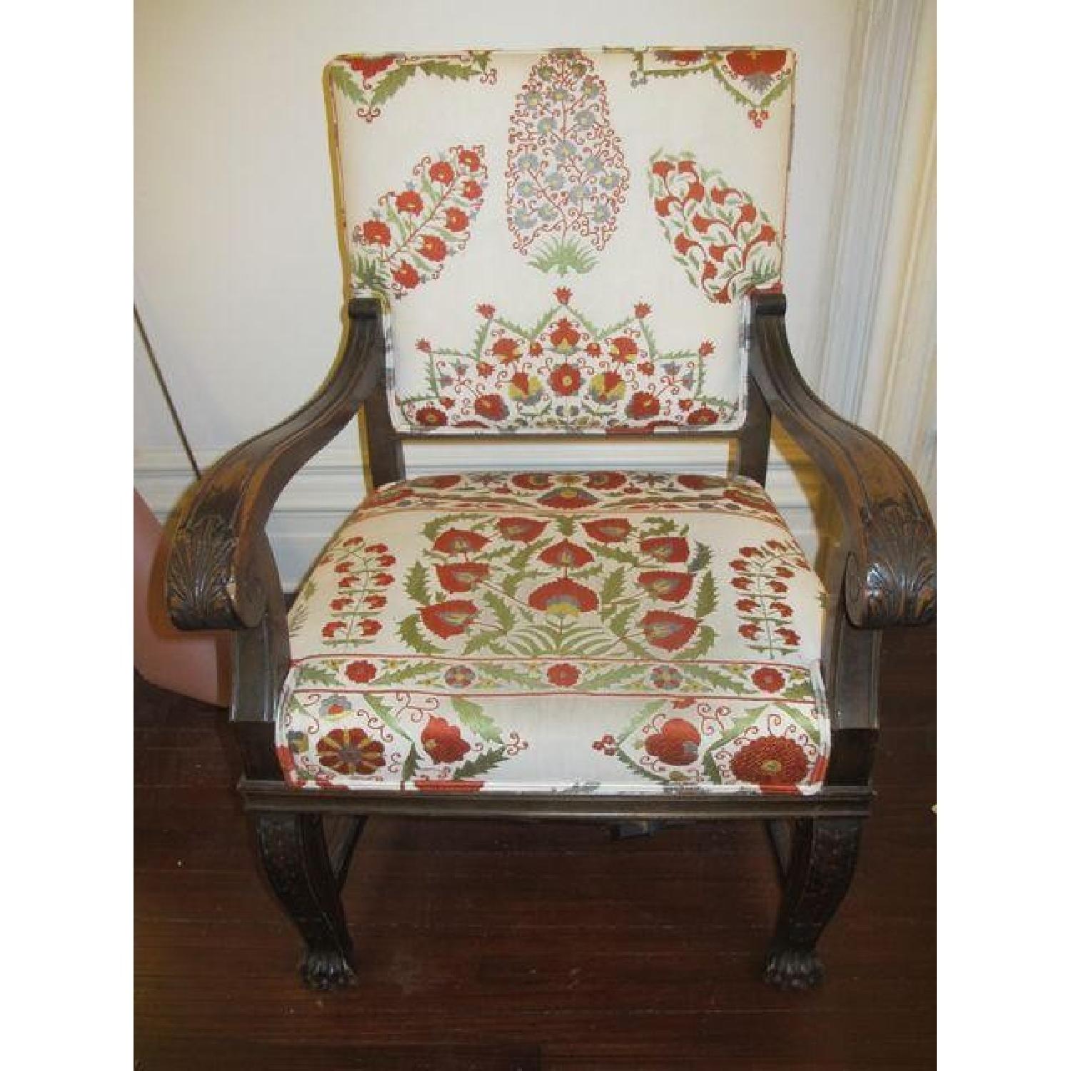 Antique Suzani Fabric Armchairs - image-5