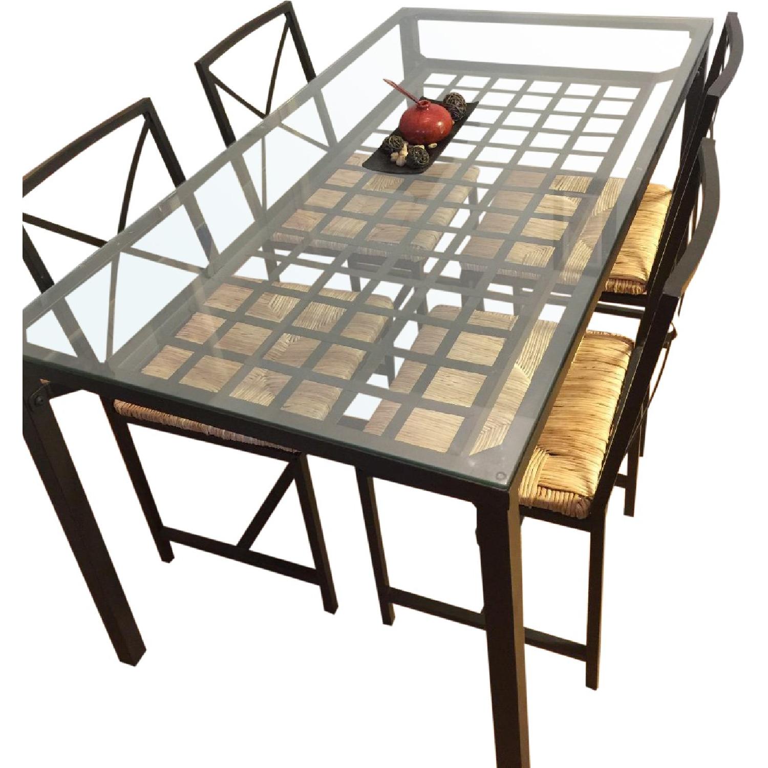 Glass Top Dining Table w/ 4 Chairs - AptDeco