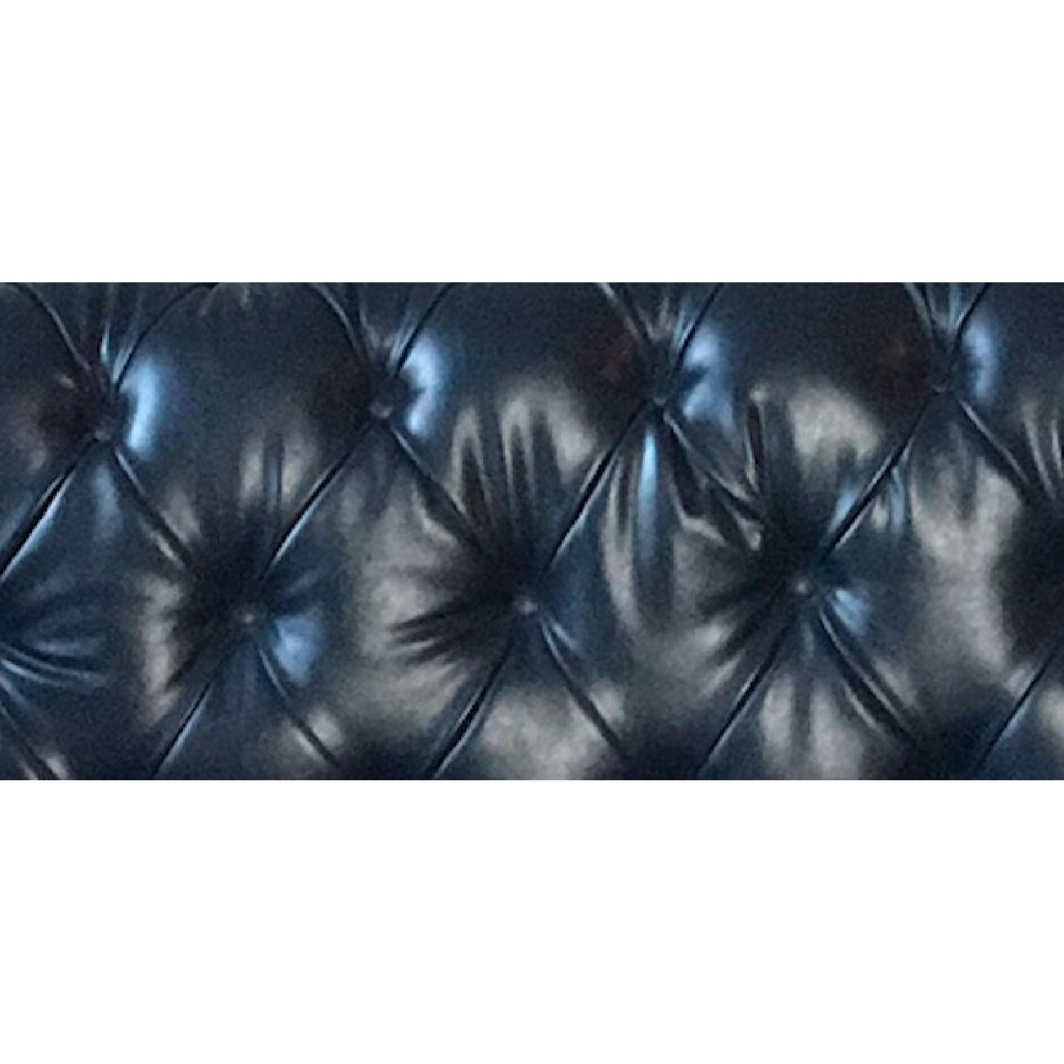 Royal Blue Leather Tufted Sofa - image-3