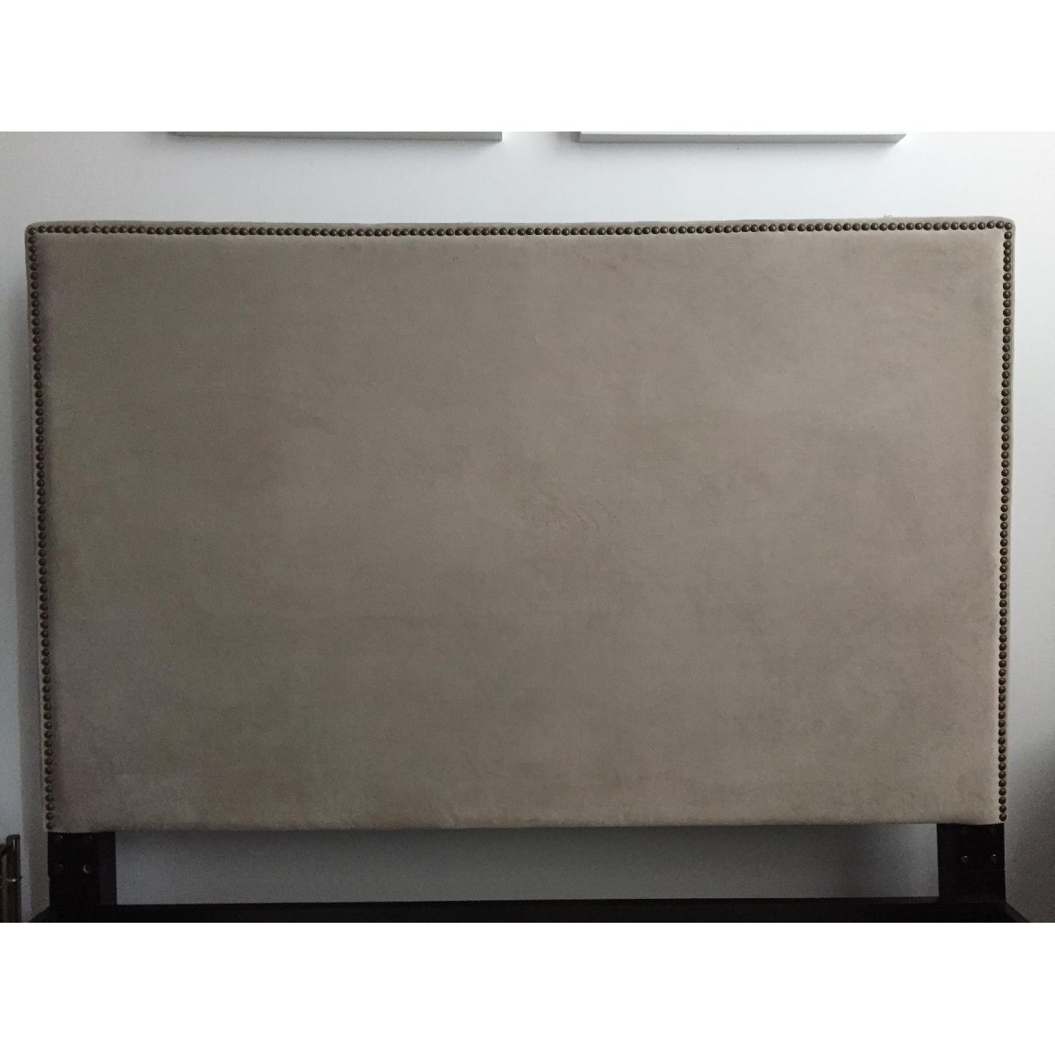 West Elm Tall Nailhead Upholstered Full Size Headboard - image-1