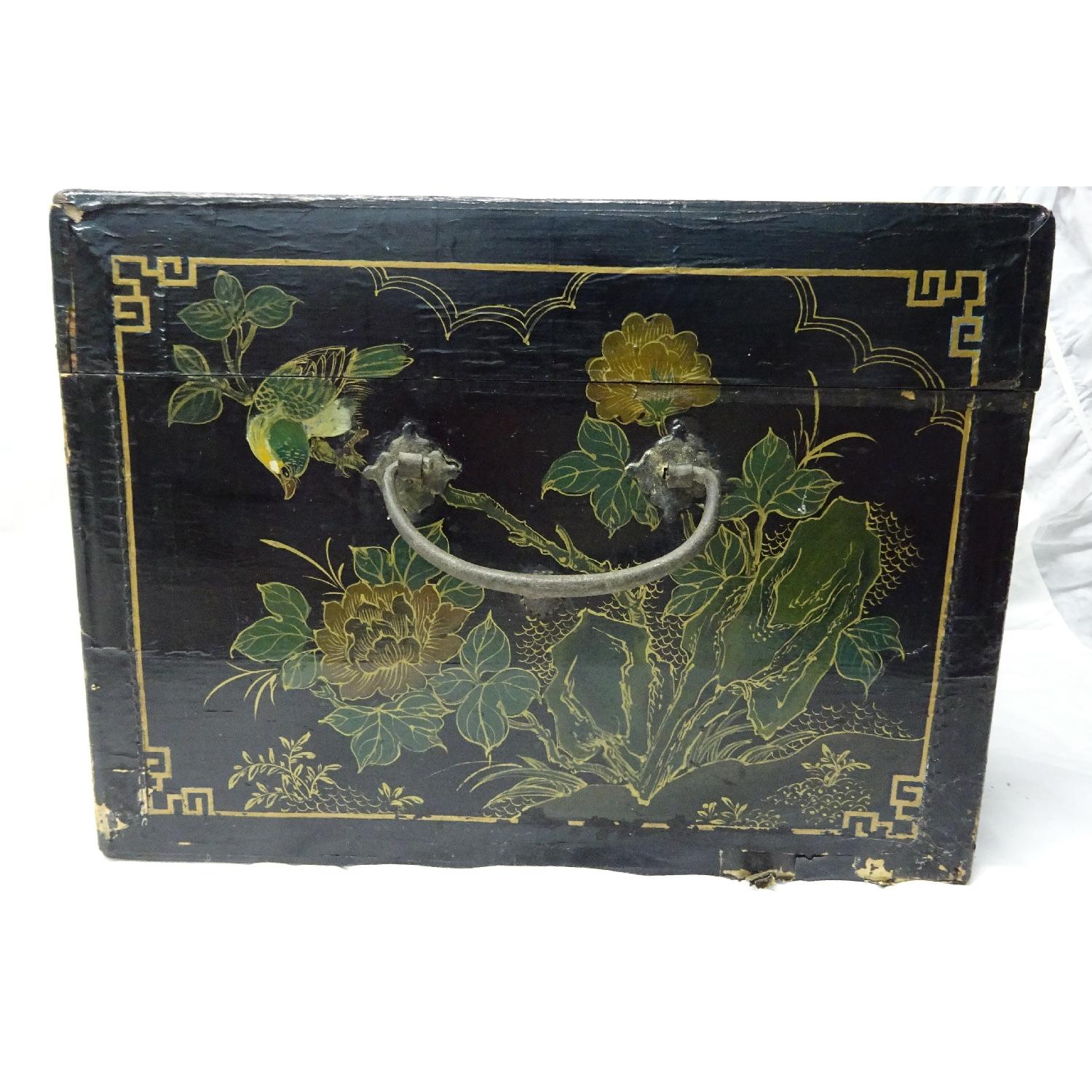 Antique Asian Hand-Painted Trunk - image-4