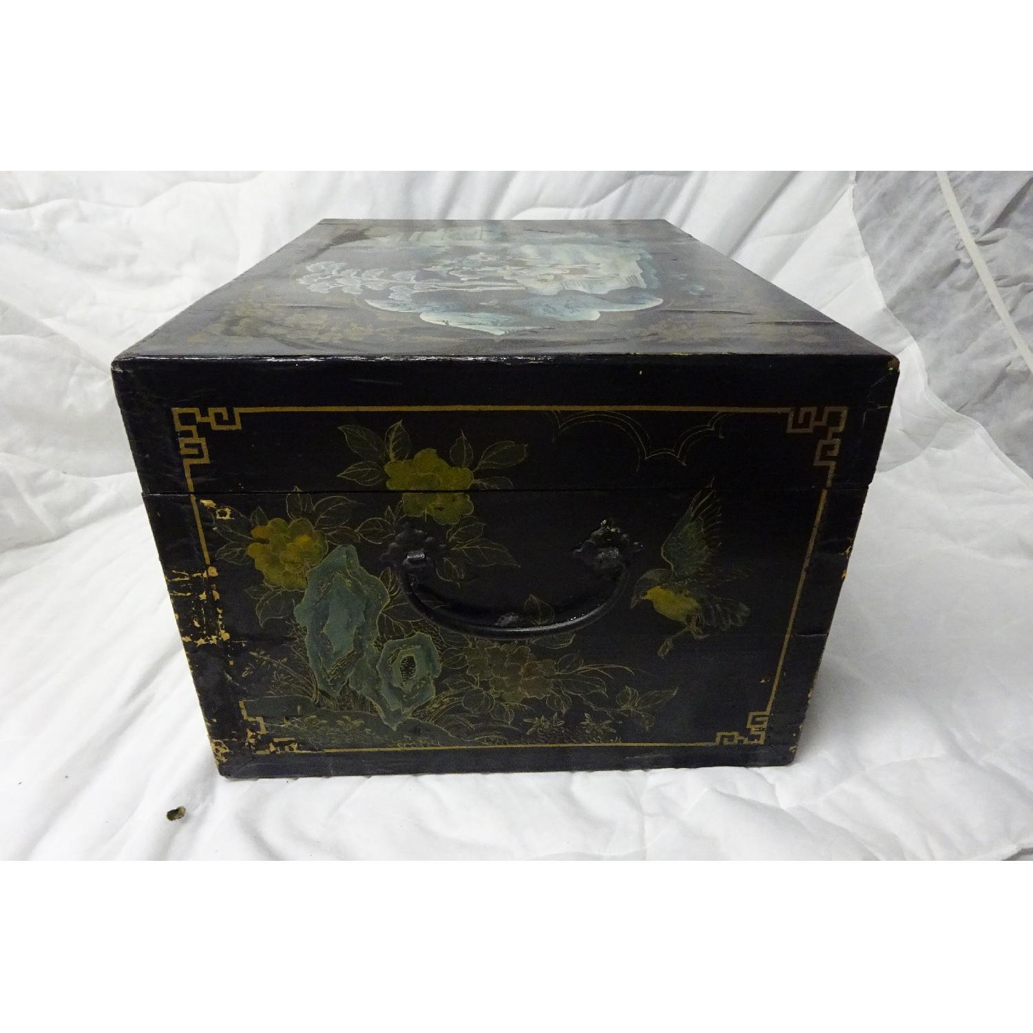 Antique Asian Hand-Painted Trunk - image-7