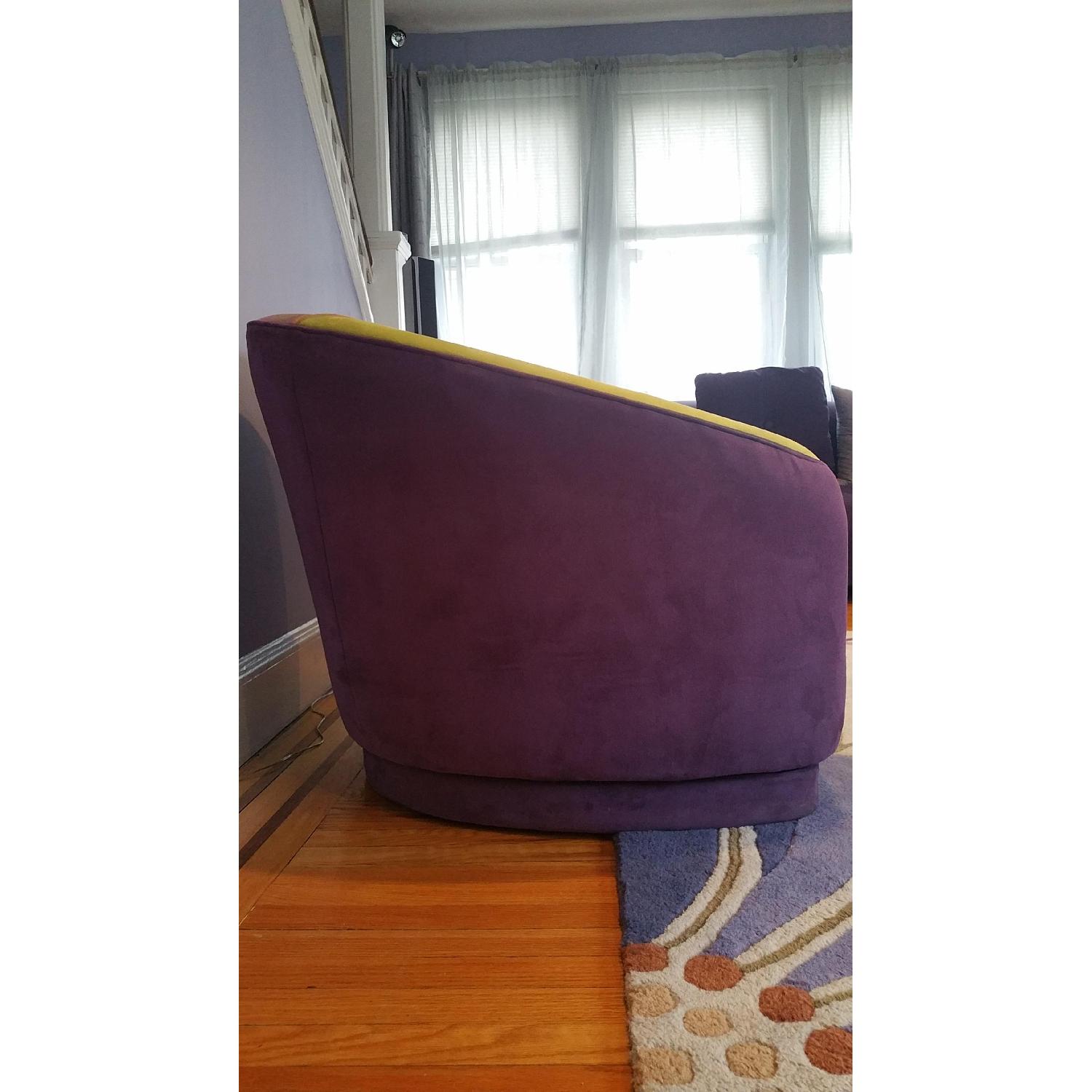 Green & Purple Swivel Accent Chair - image-3