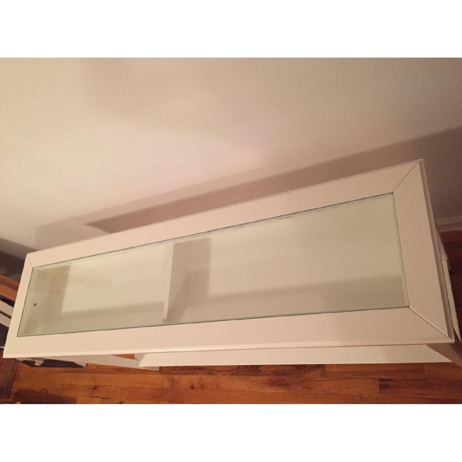 Ikea White Console Table w/ Glass Top - image-3
