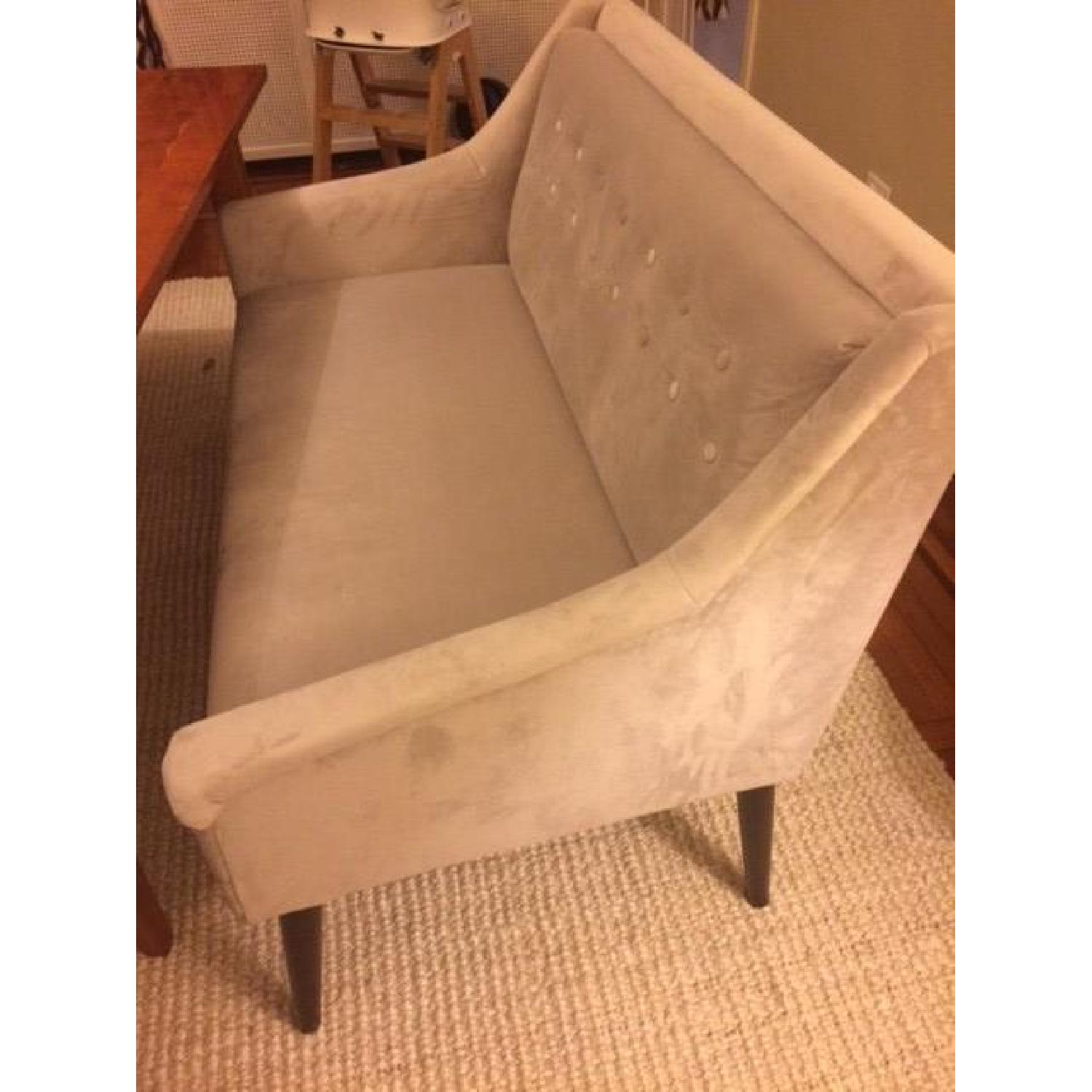 One Kings Lane Tufted Settee in Dove Velvet - image-3