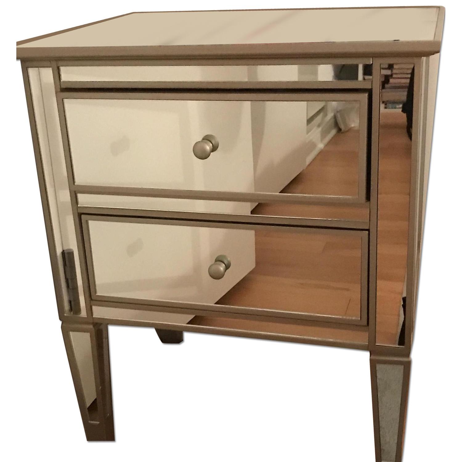 Pottery Barn Chic Mirror 2 Drawer Nightstand AptDeco