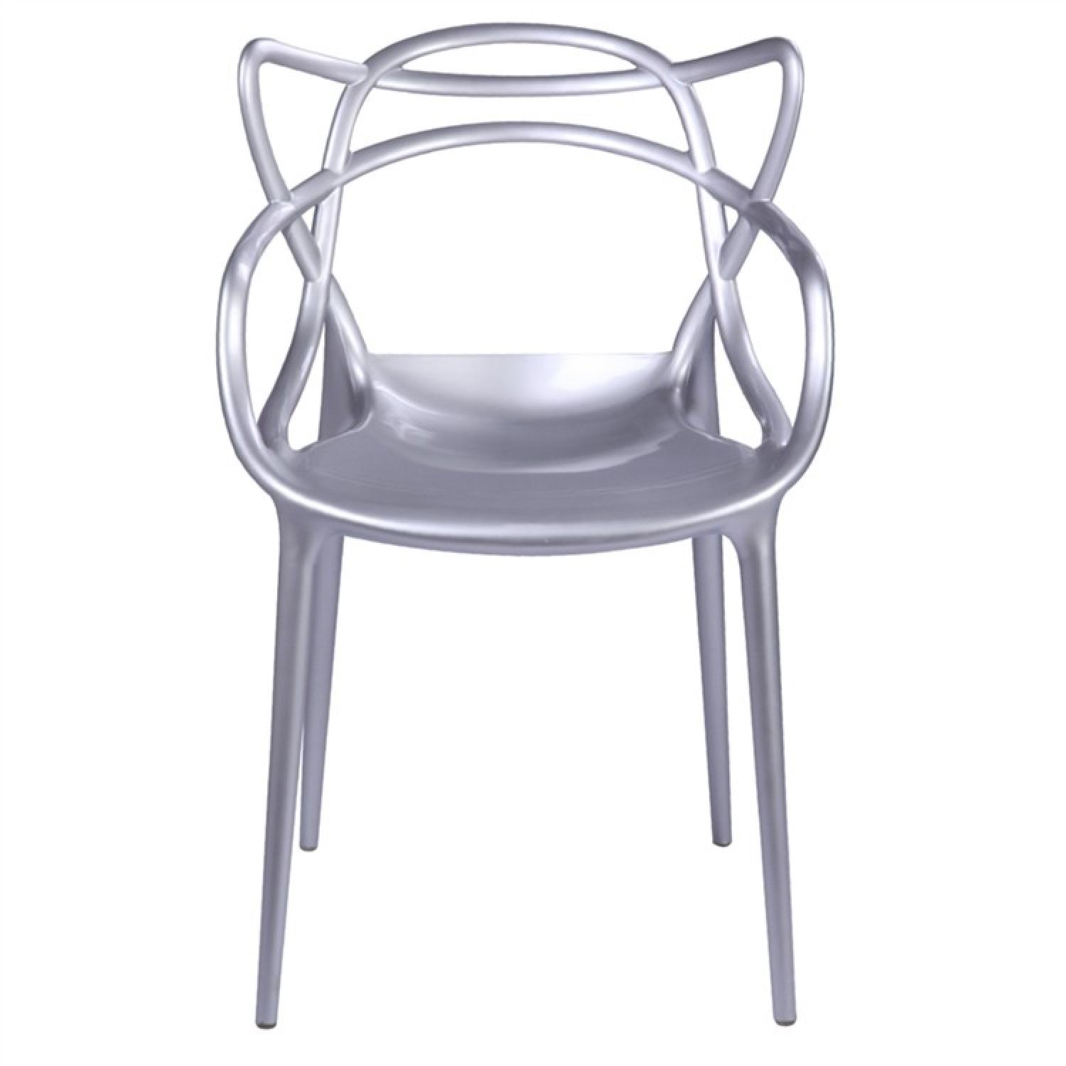 Modern Indoor/Outdoor Stackable Dining Chair in Silver ABS AptDeco