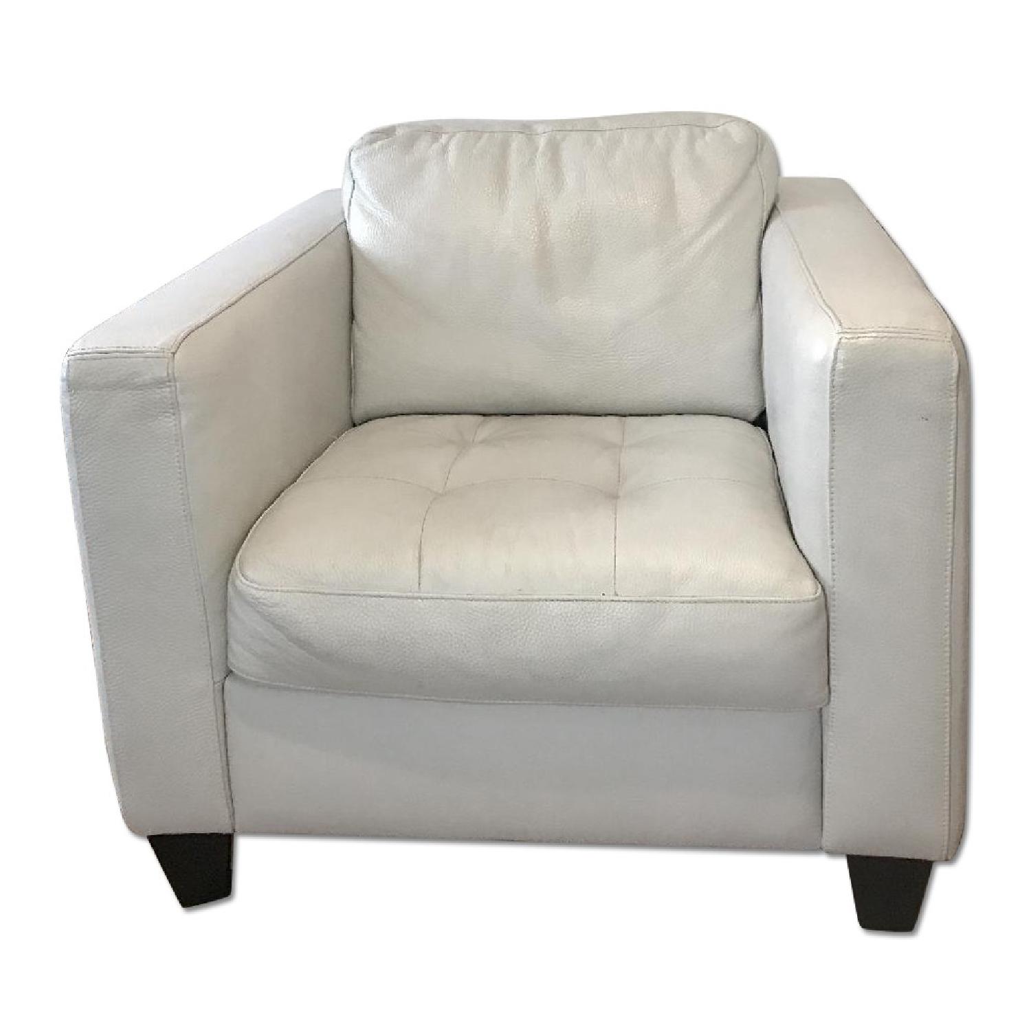 Natuzzi White Leather Armchair AptDeco