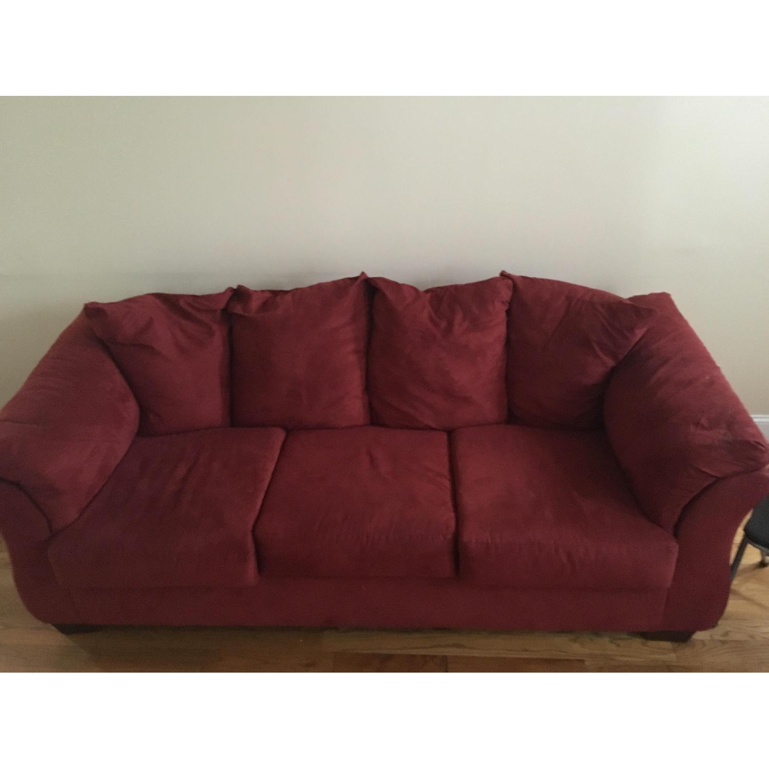 Red Suede Sofa - image-1