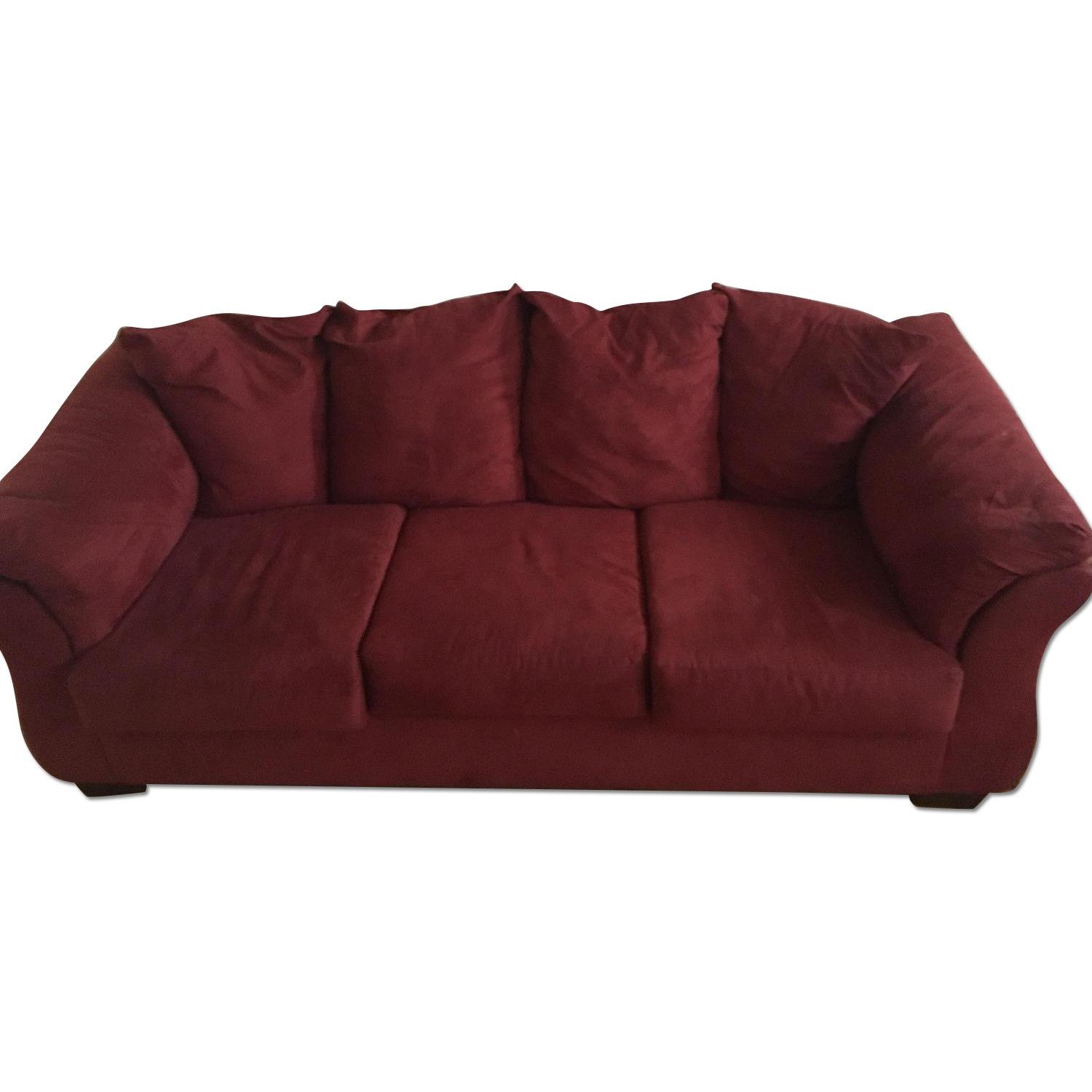 Red Suede Sofa - image-0