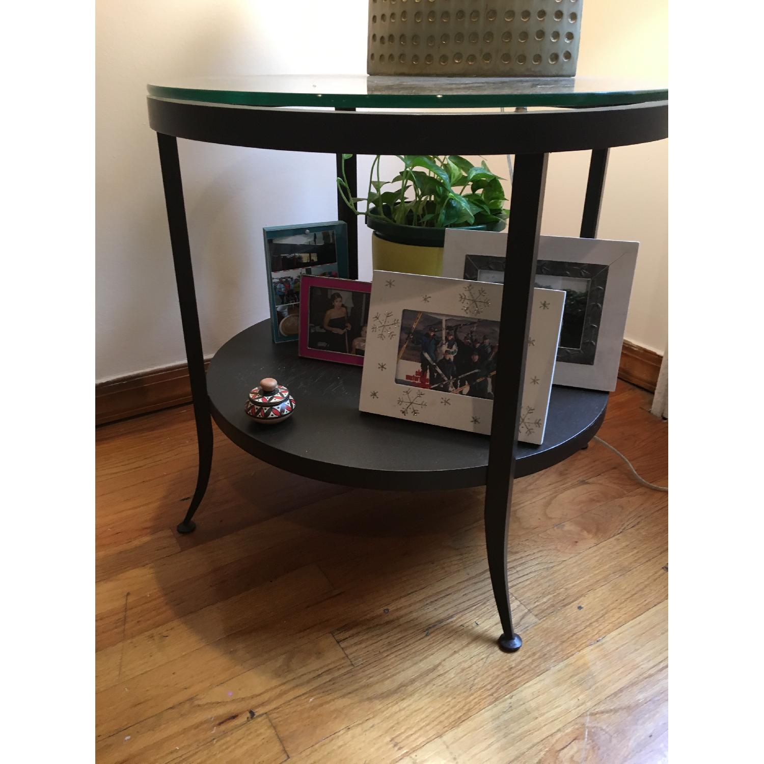 Crate & Barrel Metal & Glass Side Table - image-2