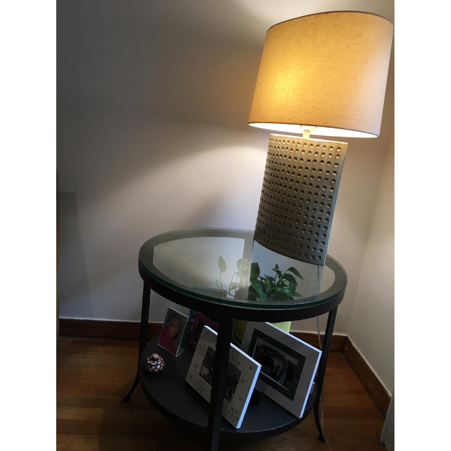 Crate & Barrel Metal & Glass Side Table - image-3