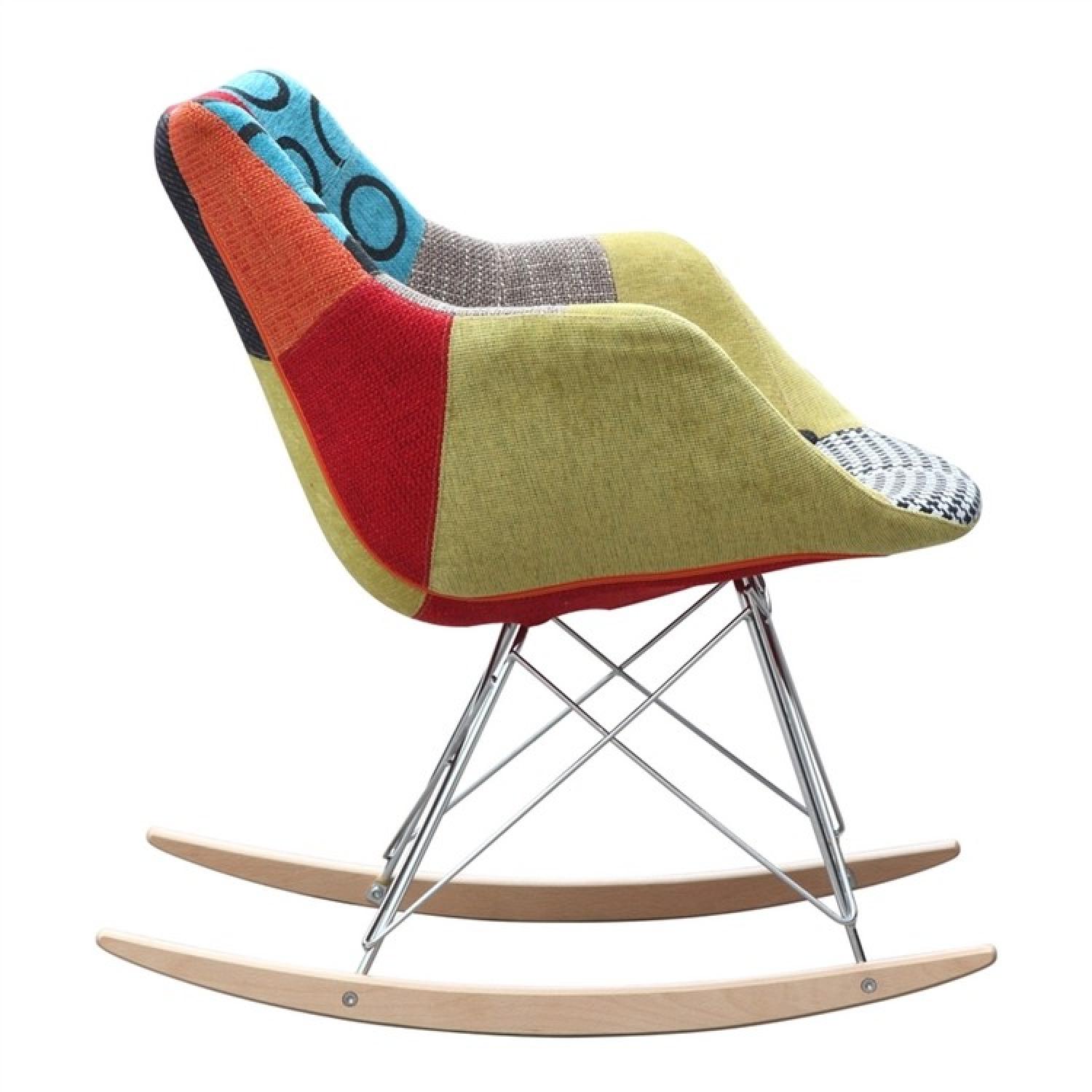 Rocking Chair w/ Colorful Fabric Print in ABS Frame Steel Le AptDeco