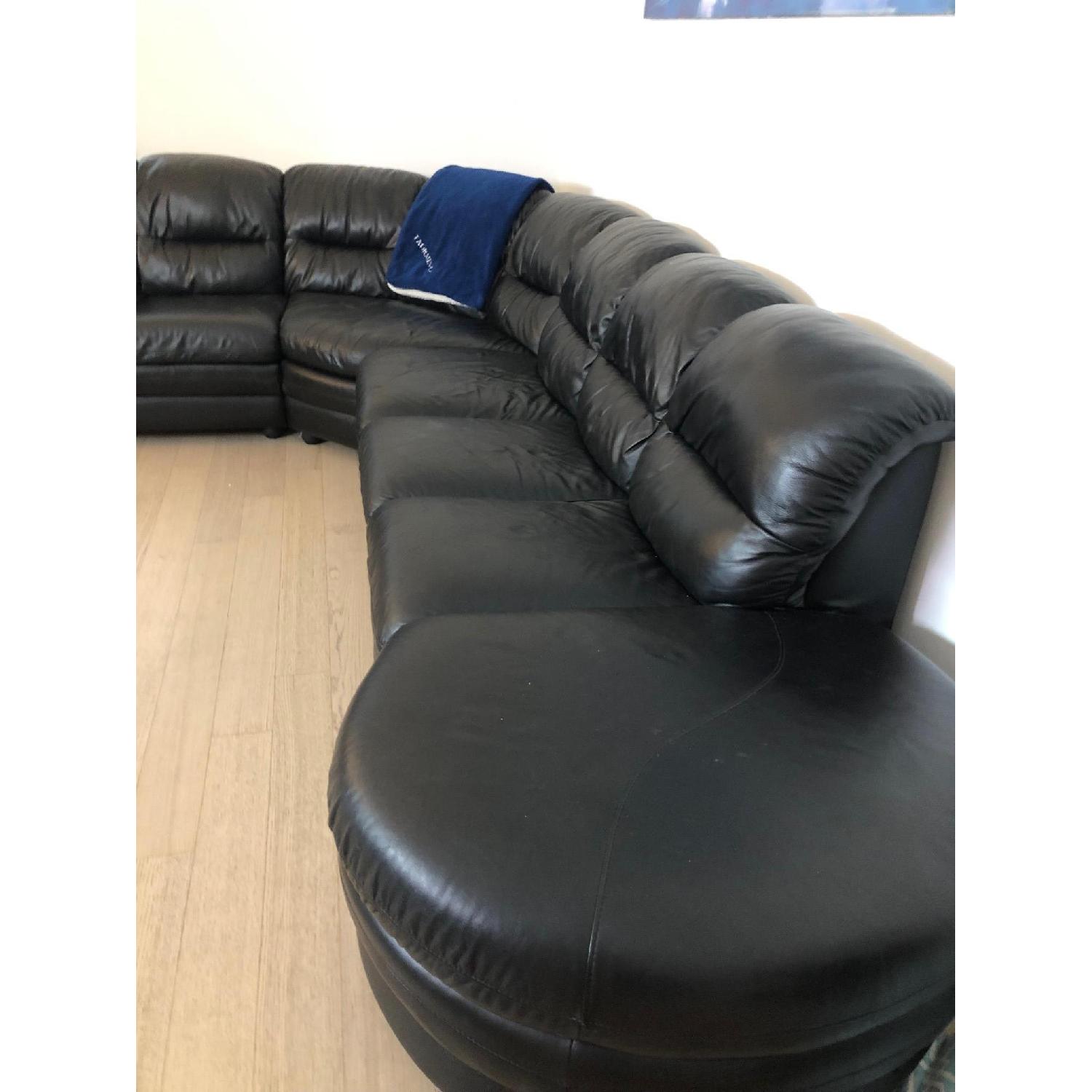 Nicoletti Black Italian Leather 3-Piece Sectional Sofa - image-1