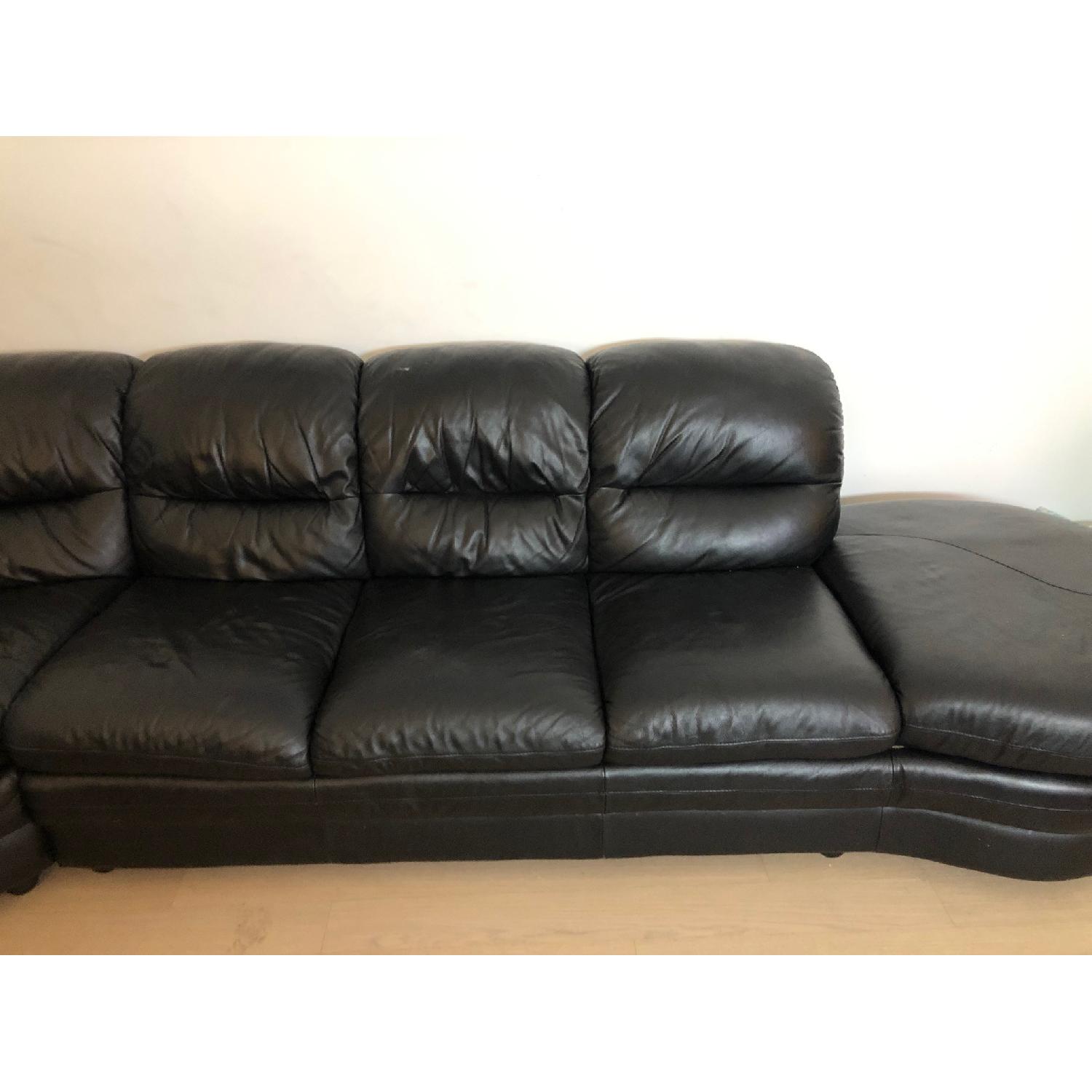 Nicoletti Black Italian Leather 3-Piece Sectional Sofa - image-3