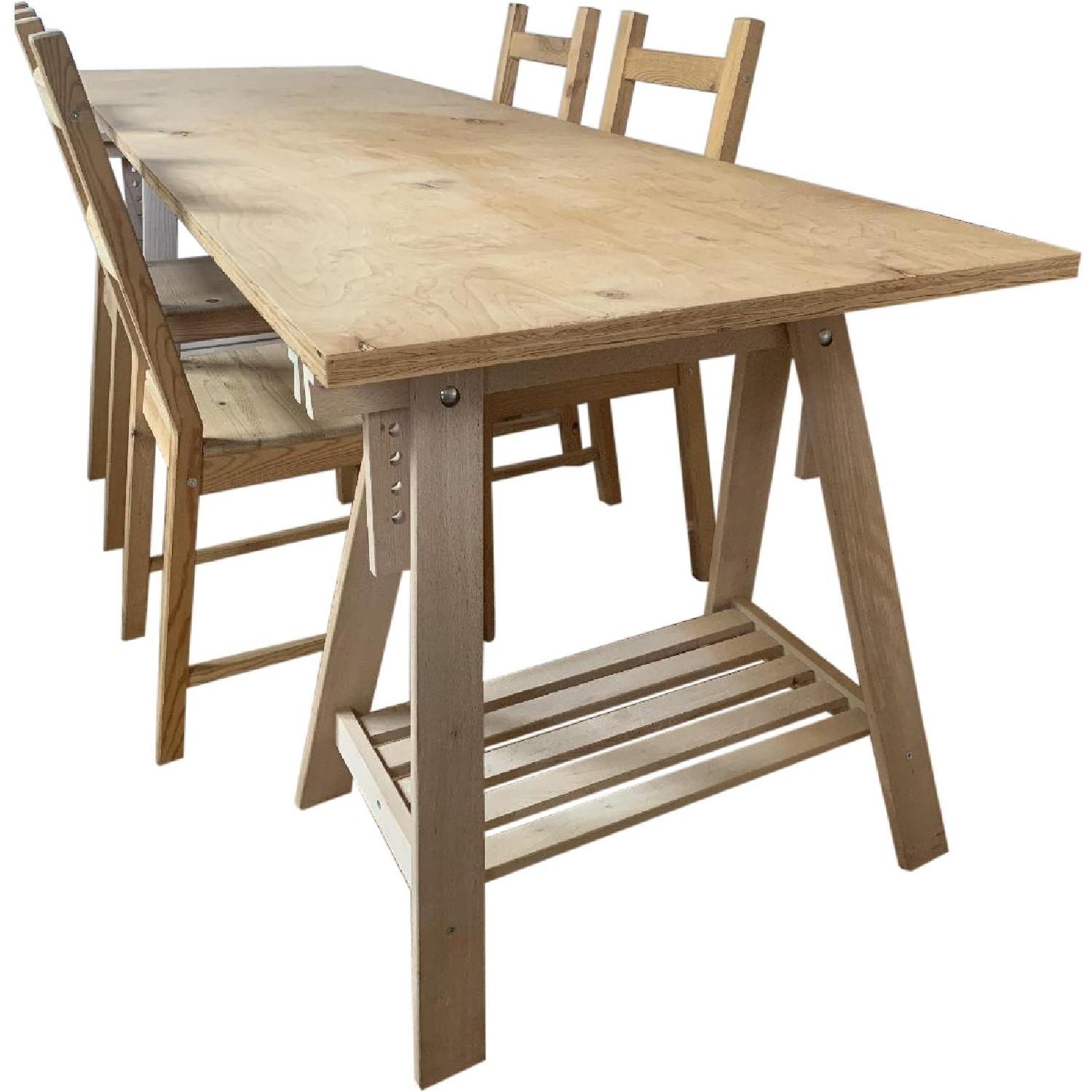 Ikea Trestle Base Dining Table w/ 4 Chairs AptDeco